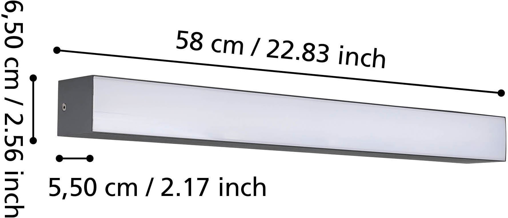 EGLO Aufbauleuchte »Salitta Aufbaulampe, Außenbeleuchtung, Wandlampe, Metall, IP65, Lampe« LED-Modul 1 Stk. Warmweiß Aufbauleuchte - L58 x B5,5 x H5,5 cm - schwarz - 14W inkl.