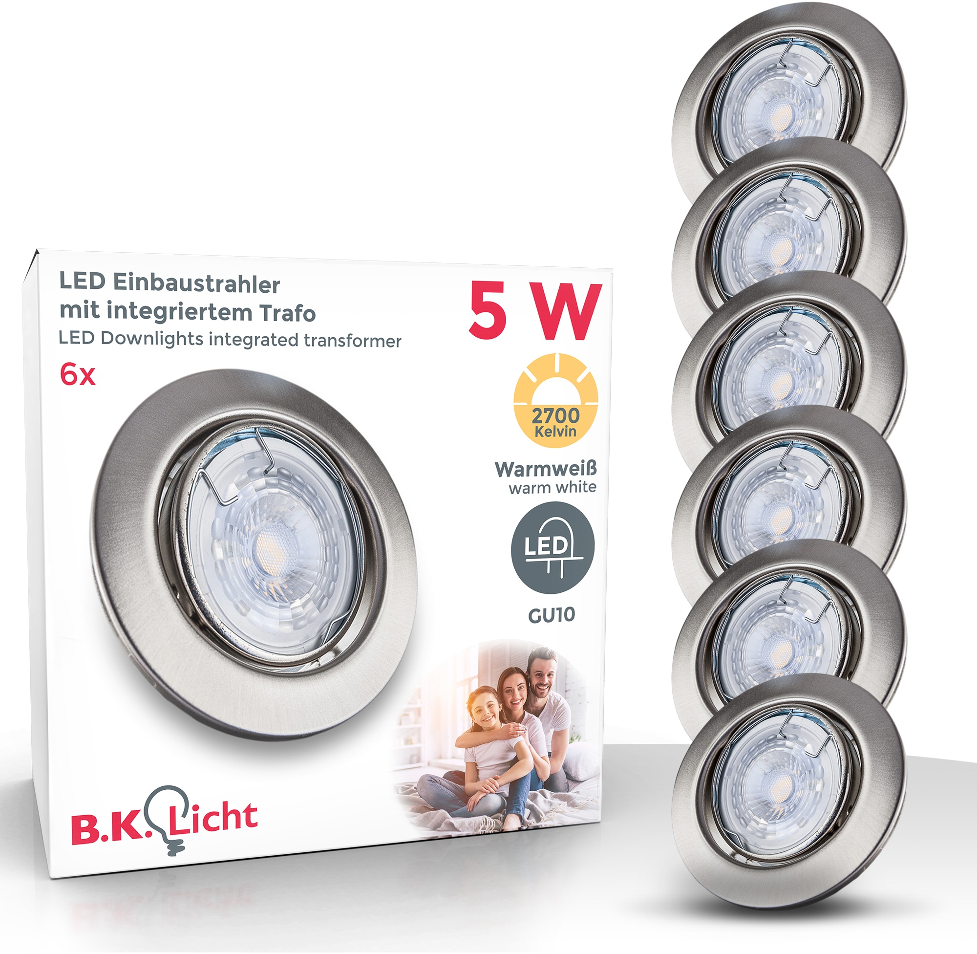 B.K.Licht LED Einbauleuchte »Layna«, 6er-Set, inkl. GU10 LED-Leuchtmittel, günstig online kaufen