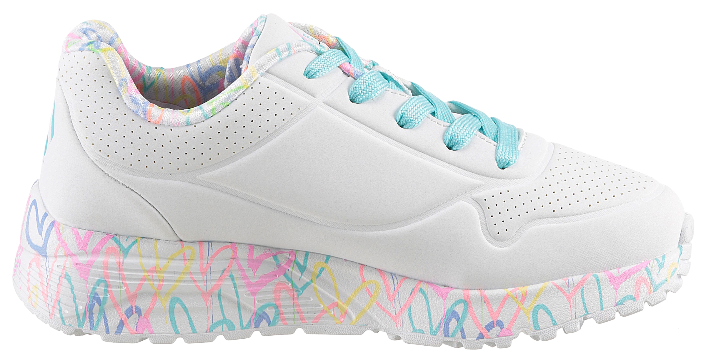 Skechers Sneaker »UNO LITE-LOVELY LUV«, Schnürschuh mit bedruckter Sohle, Größenschablone zum Download