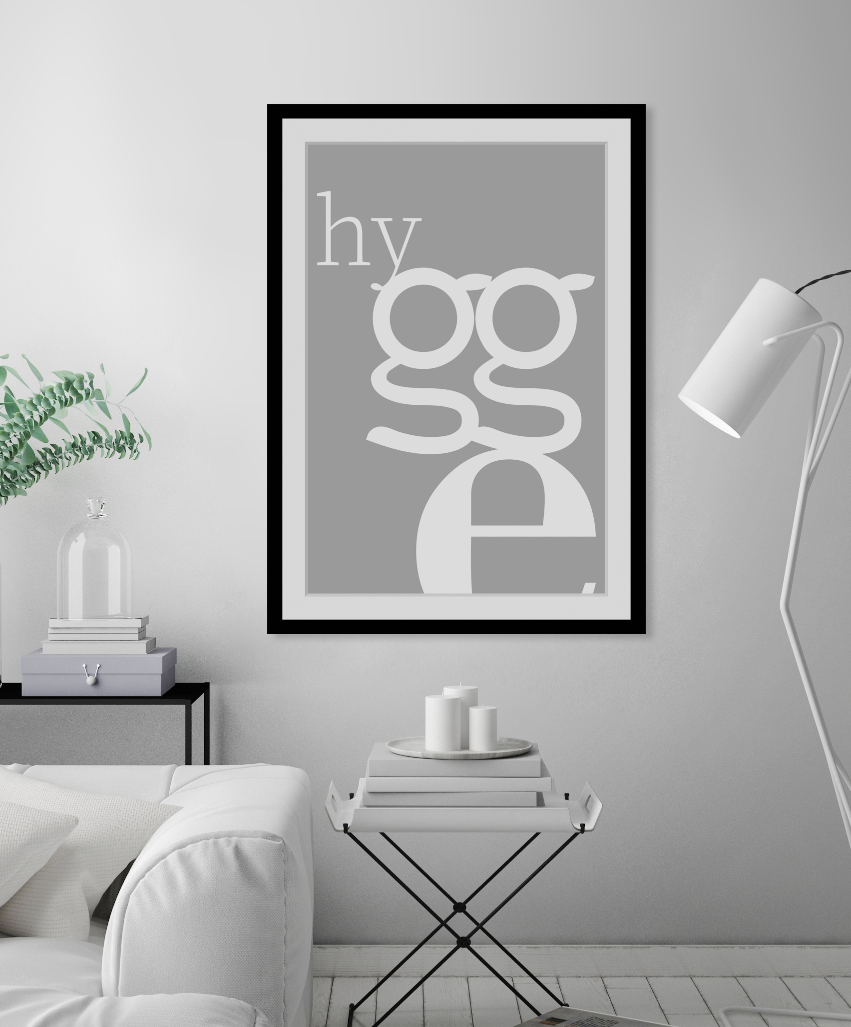 queence Bild »hygge«, Buchstaben, Regenbogen, Schriftzug, Figuren, gerahmt, günstig online kaufen