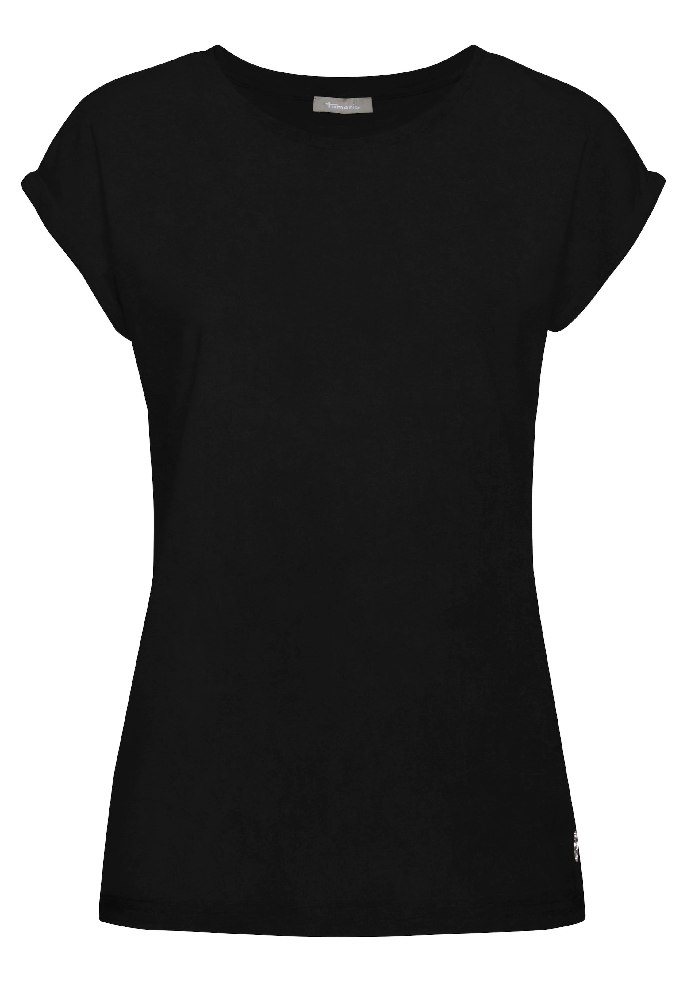 Tamaris T-Shirt, Kurzarm, Regular Fit, unifarben, mit Rundhalsausschnitt