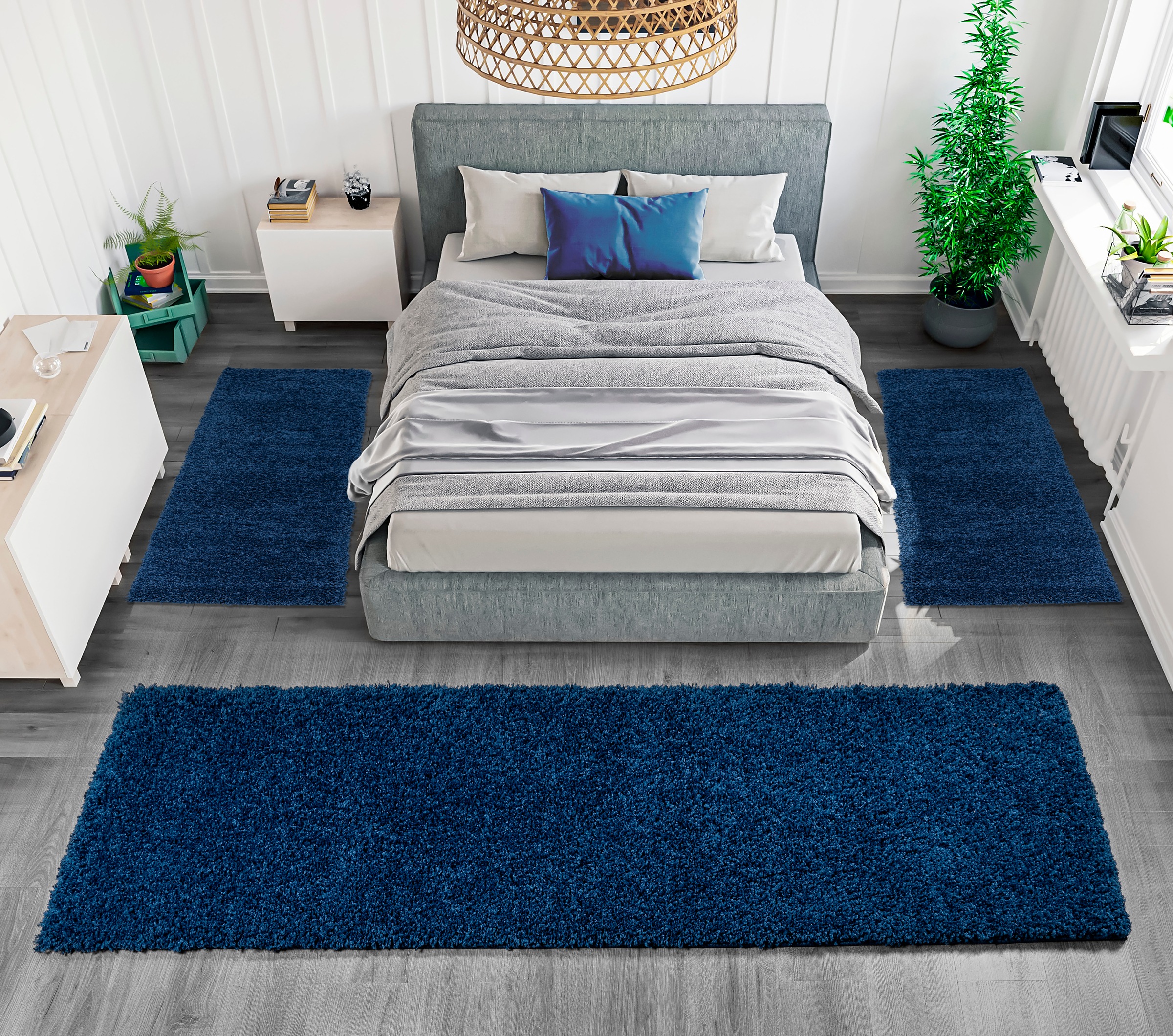 my home Bettumrandung »Viva«, (3 tlg.), Bettvorleger, Läufer-Set, Uni-Farbe günstig online kaufen