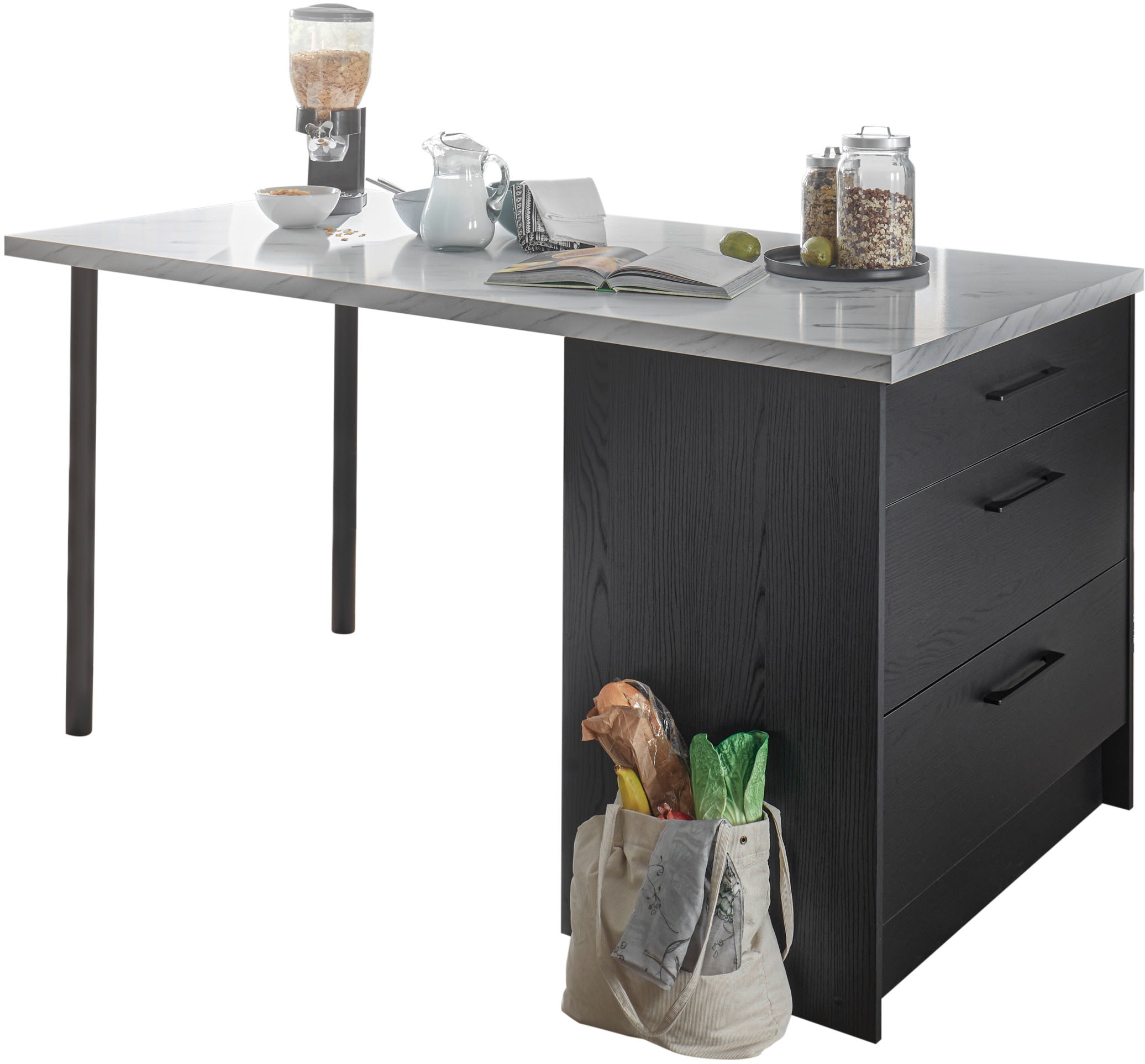 BASIC by Balculina Kücheninsel »Yorki Kücheninsel« Breite 180 cm, Stauraum günstig online kaufen