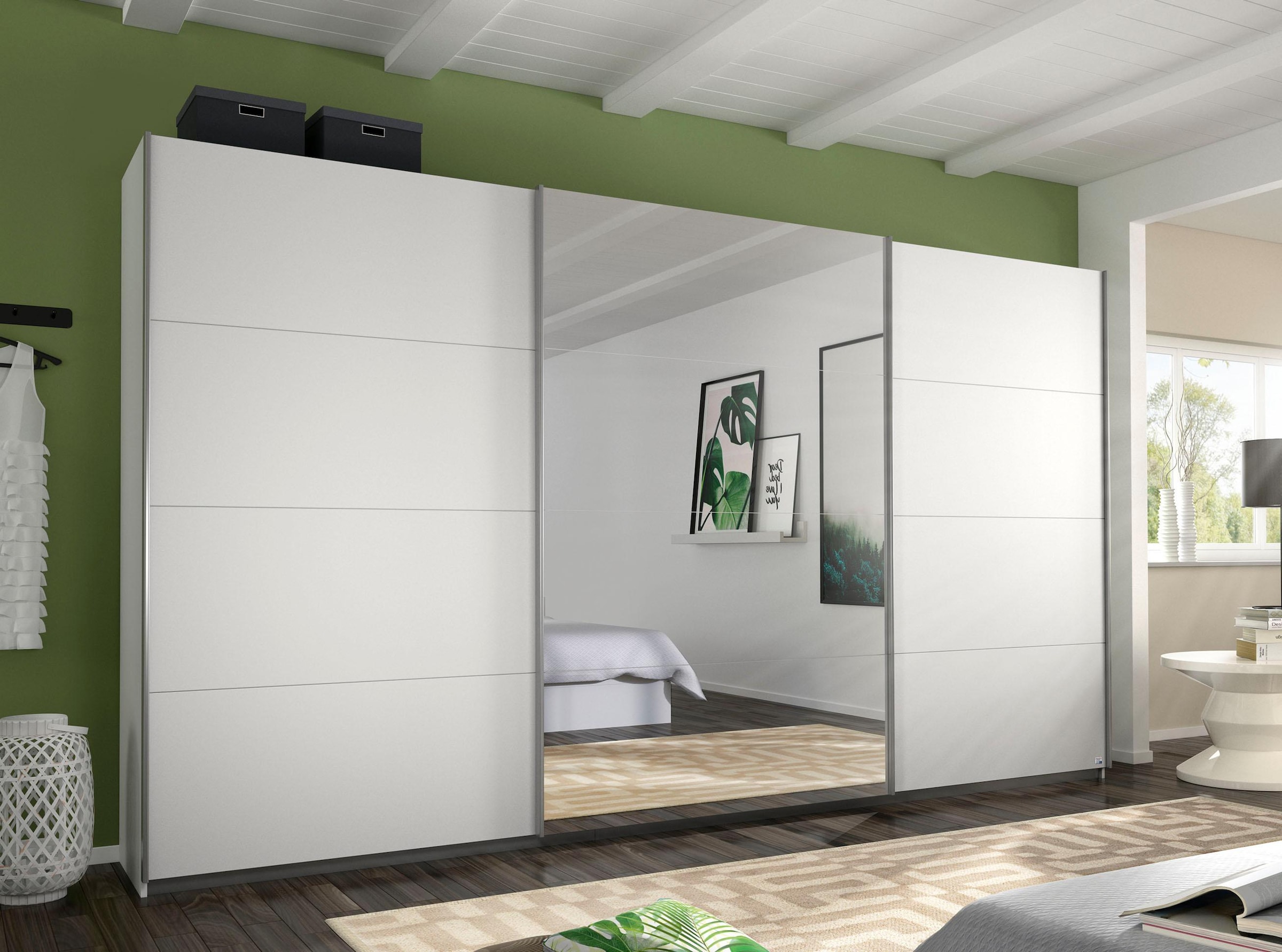 rauch Schwebetürenschrank »Kleiderschrank Schrank Garderobe CORTONA inkl. Inneneinteilung,«, 2 Stoffboxen und zusätzlichen Einlegeböden MADE IN GERMANY