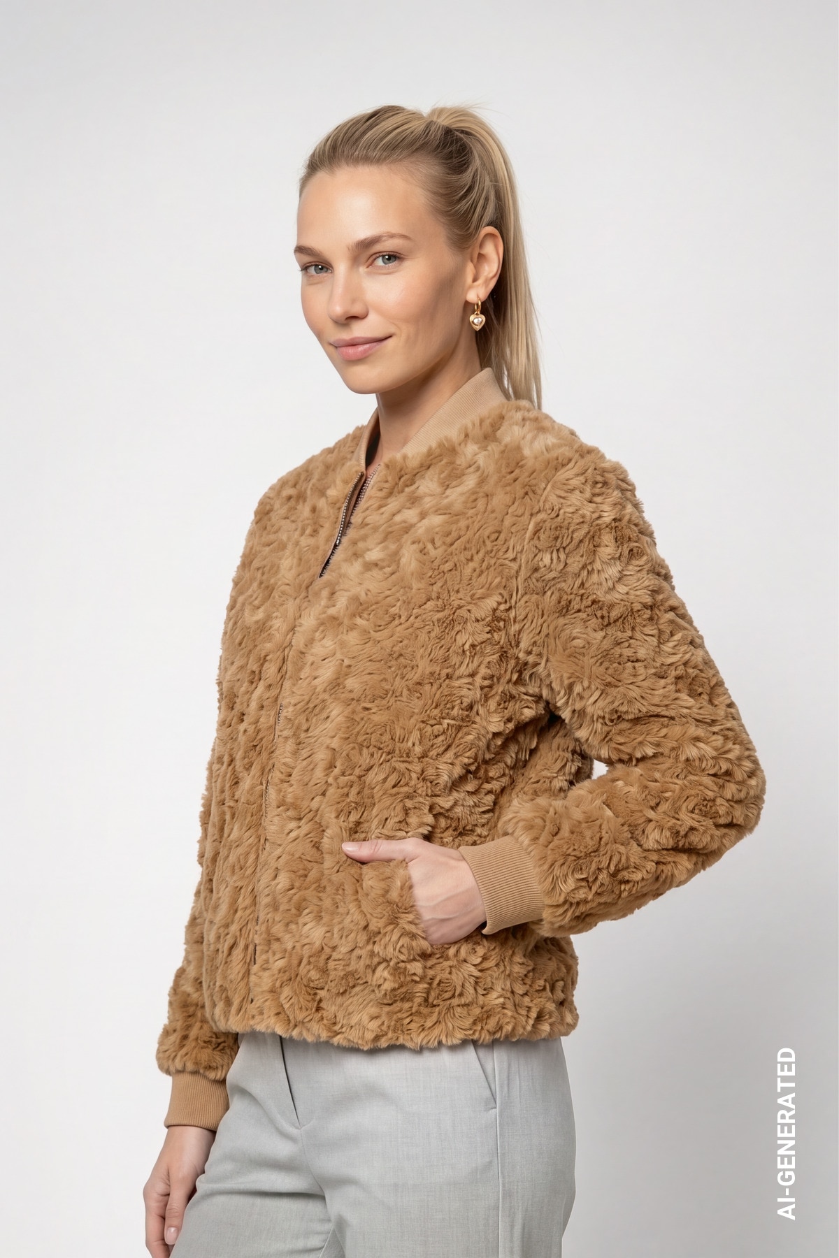 Monari Fellimitatjacke »Jacke fake fur« ohne Kapuze Regular fit mit Kunstfell