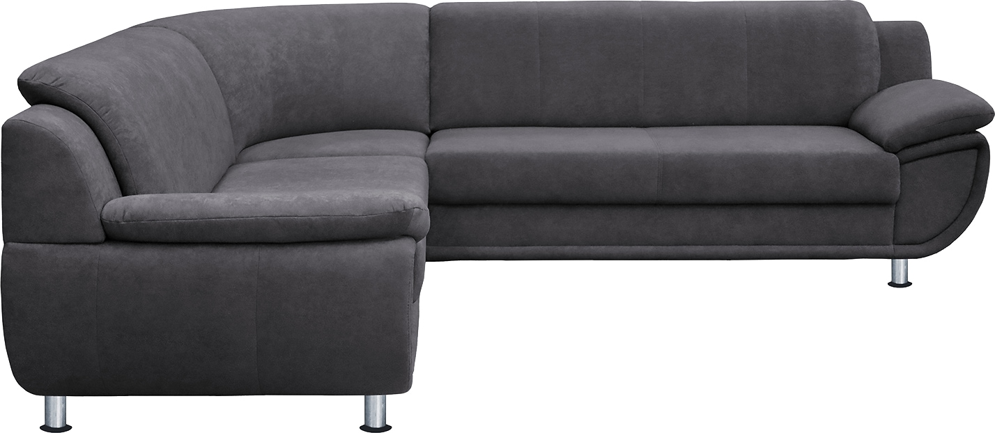 TRENDMANUFAKTUR Ecksofa »Rondo wahlweise mit Schlaffunktion, bequeme Armlehnen, Bestseller«, L-Form, wahlweise mit Federkern bestellbar, Füße chromfarben