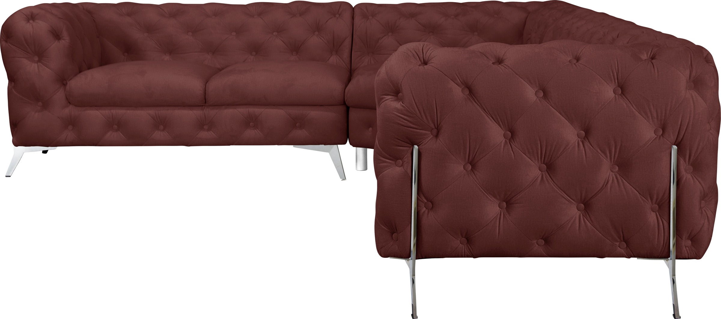 Leonique Chesterfield-Sofa »Amaury L-Form«, Chesterfield-Optik, Breite/Tiefe je 262 cm, Fußfarbe wählbar