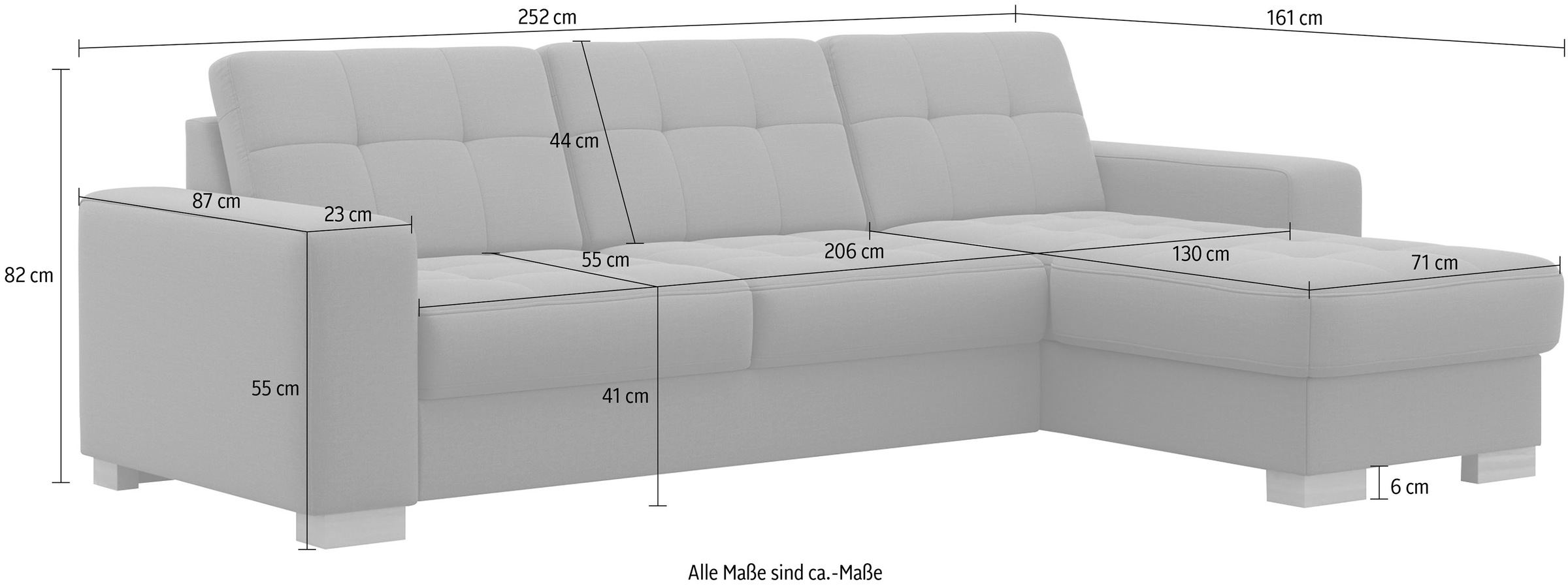 sit&more Ecksofa »Quincy L-Form«, wahlweise mit Bettfunktion und Bettkasten