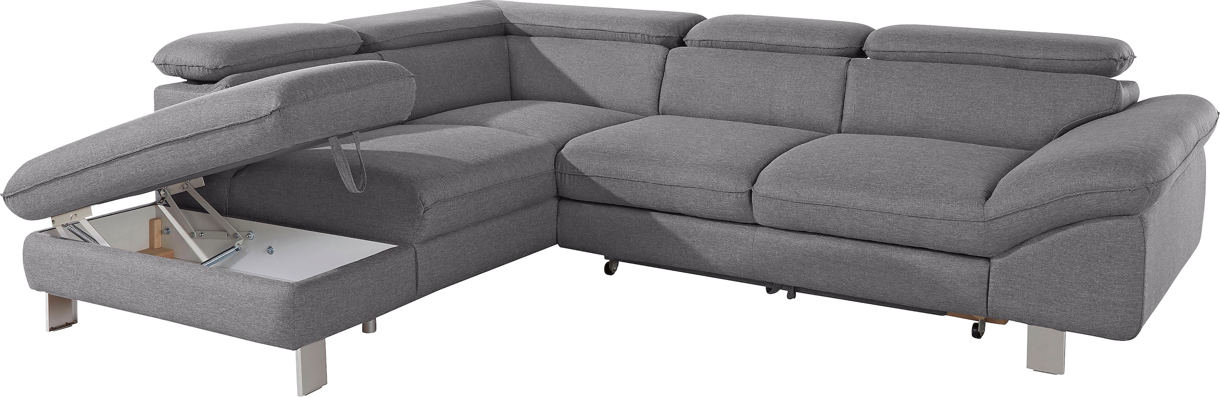 COTTA Polstergarnitur »Driver L-Form«, (Set, 2 tlg.), Set bestehend aus: Ecksofa mit Kopfteilverstellung & Hocker