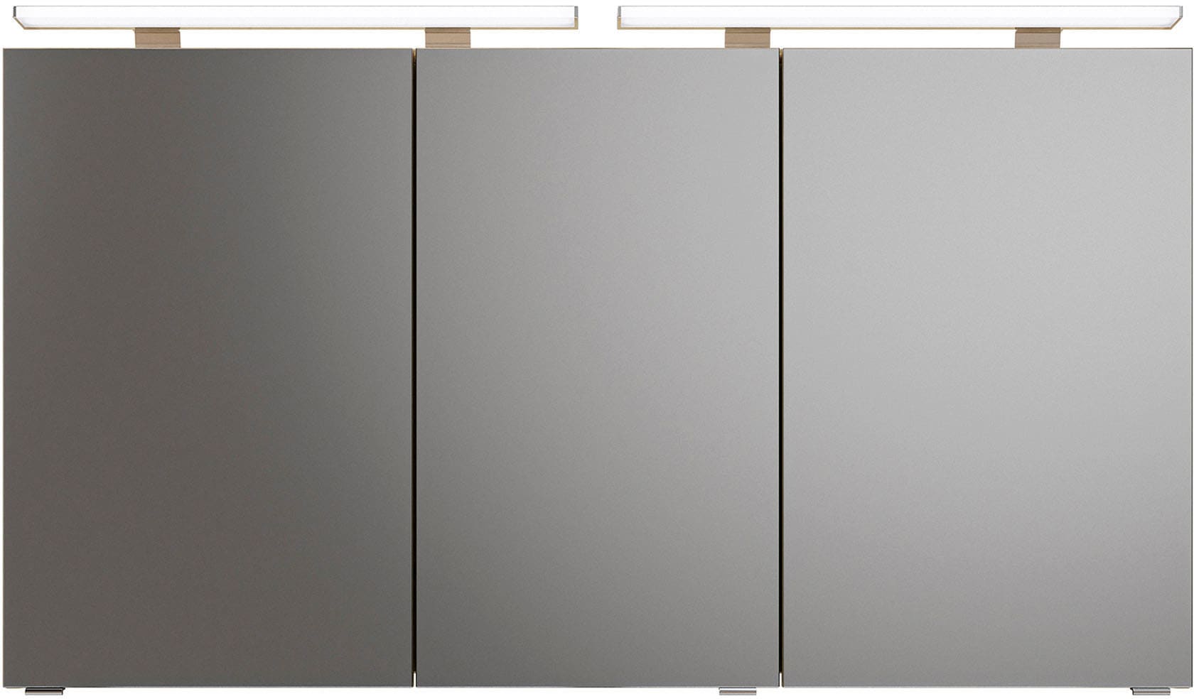 Saphir Badmöbel-Set »Serie 6025 2-teilig Mineralmarmor-Waschtisch mit LED-Spiegelschrank«, (2 St.), Waschplatz 132cm breit, 4 Schubladen, 2 Spiegel-Türen, inkl Türdämpfer