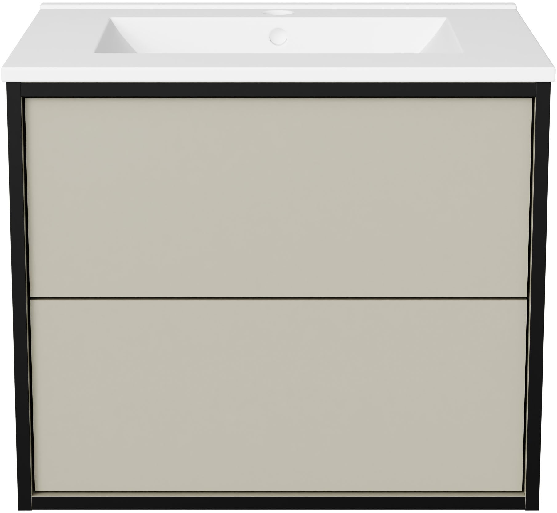 welltime Waschtisch »Waschbeckenunterschrank Line mit Waschbecken,Badmöbel,zwei Schubladen«, Badschrank mit Waschbecken, Push to open, Maße B/H/T: 61/53/47 cm