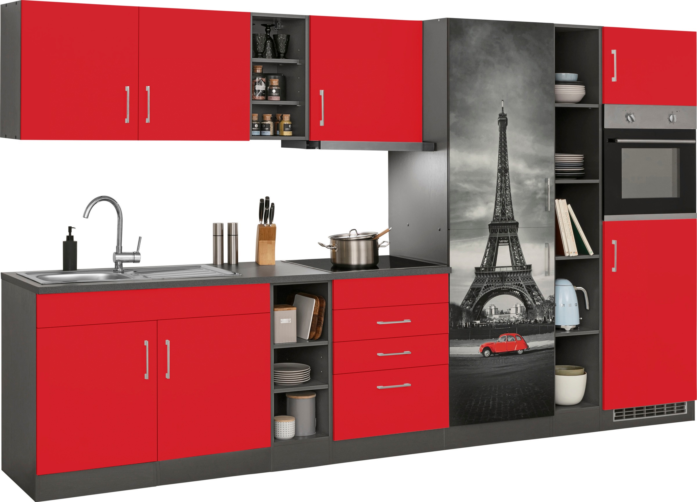 HELD MÖBEL Küchenzeile »Paris«, mit E-Geräten, Breite 390 cm günstig online kaufen
