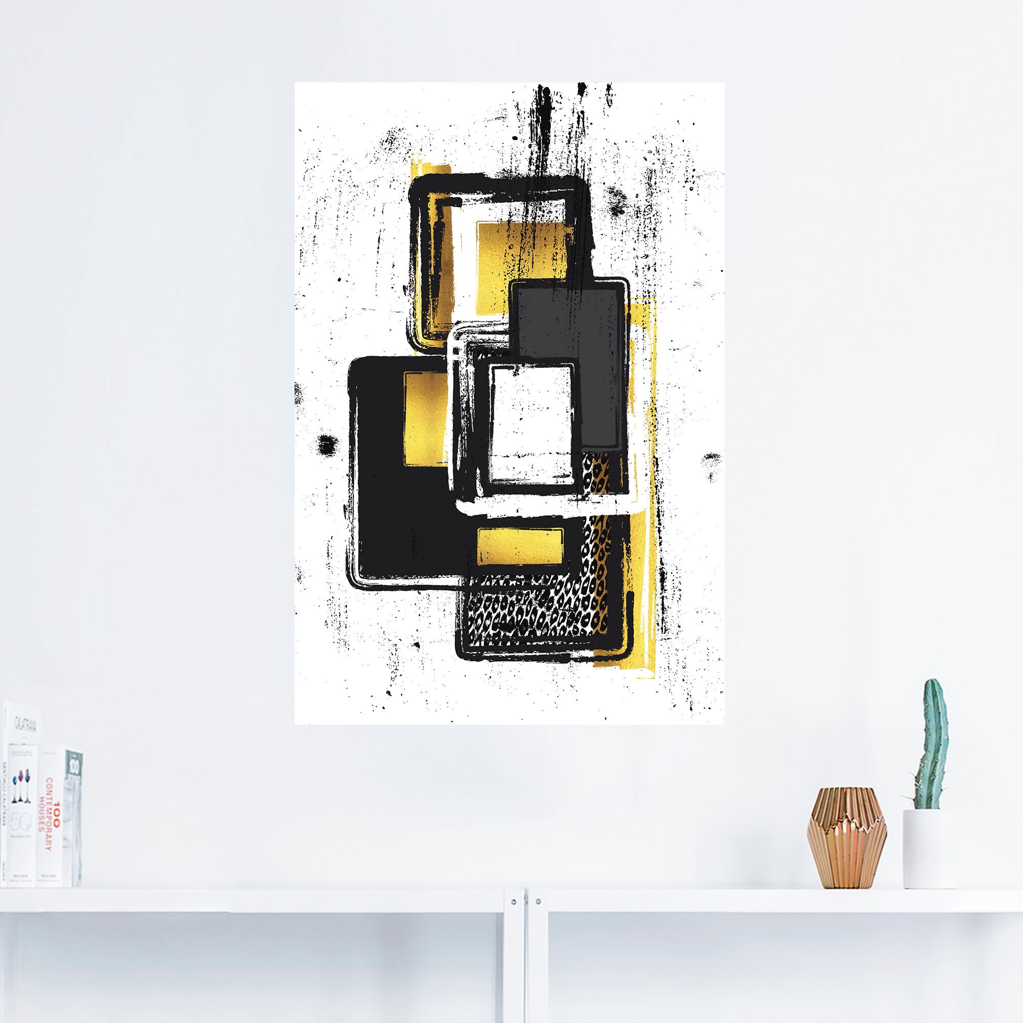 Artland Wandbild »Abstrakte Malerei Nr. 3 gold«, Muster, (1 St.), als Leinwandbild, Poster, Wandaufkleber in verschied. Größen
