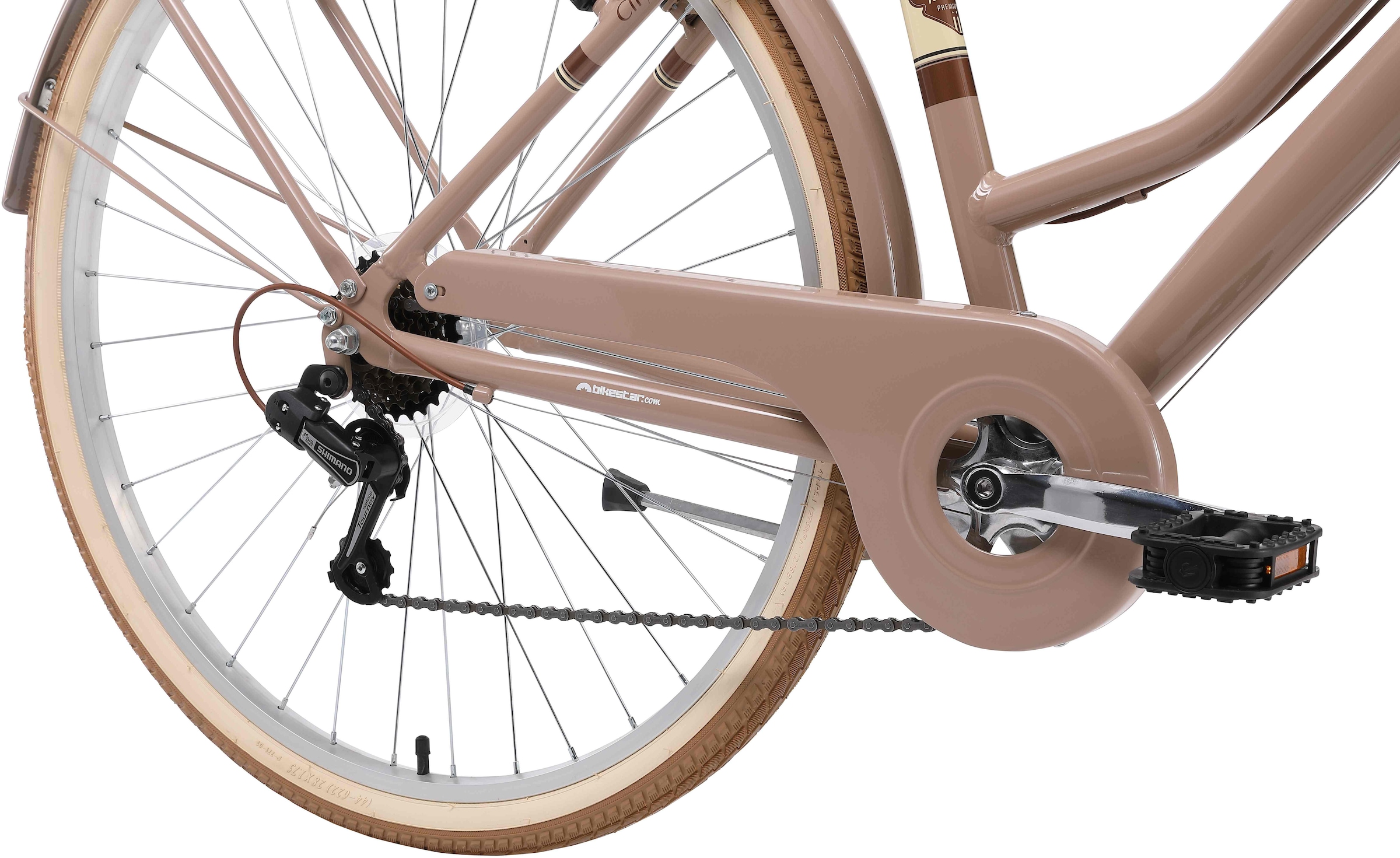 Bikestar Cityrad, 7 Gang, Shimano, RD-TY21 Schaltwerk, Kettenschaltung, für Damen, Kettenschaltung