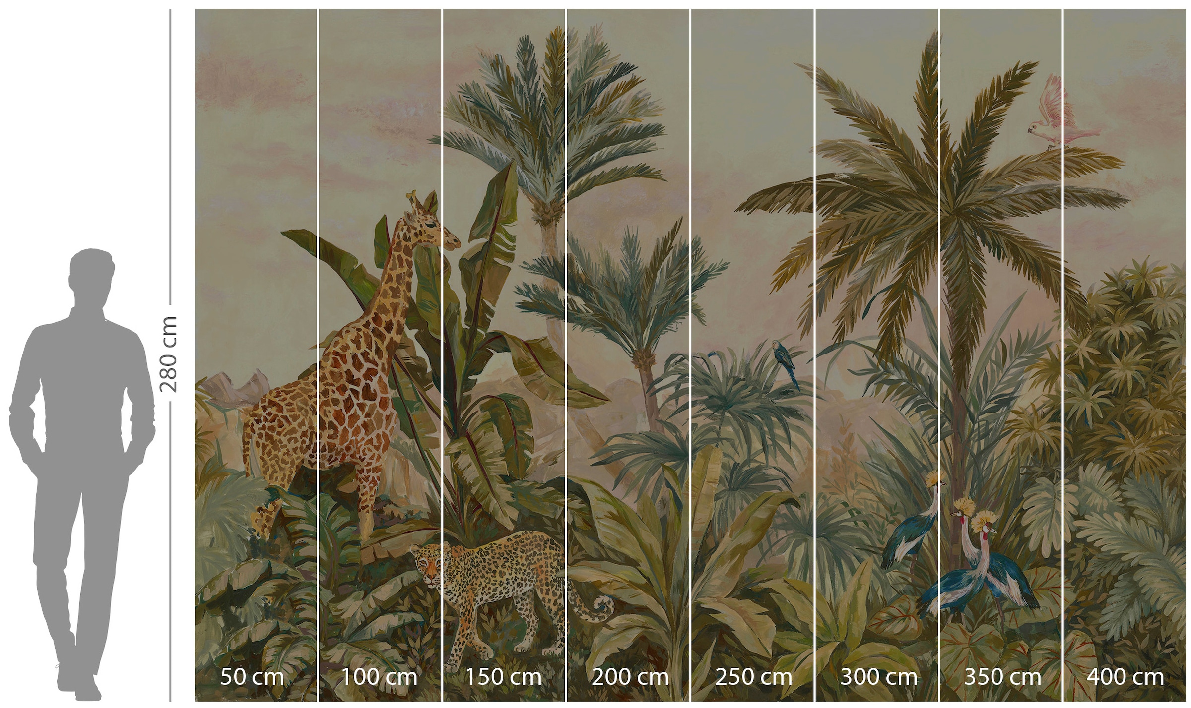 Komar Vliestapete »Digitaldruck Vlies - Tropical Vintage Garden - Größe 400 x 280 cm«, bedruckt, Kinderzimmer