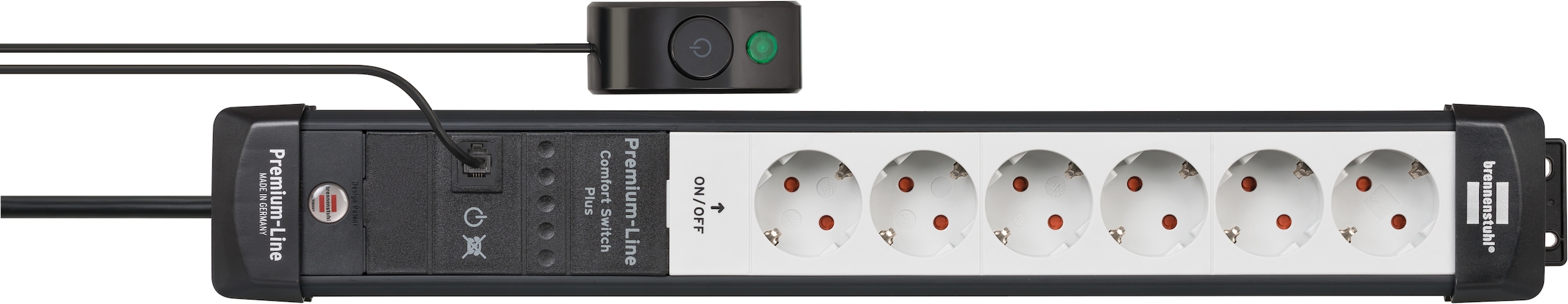 Brennenstuhl Steckdosenleiste »Premium-Line Comfort Switch Plus«, 6-fach, (Kabellänge 3 m), zusätzlicher Hand-Fußschalter