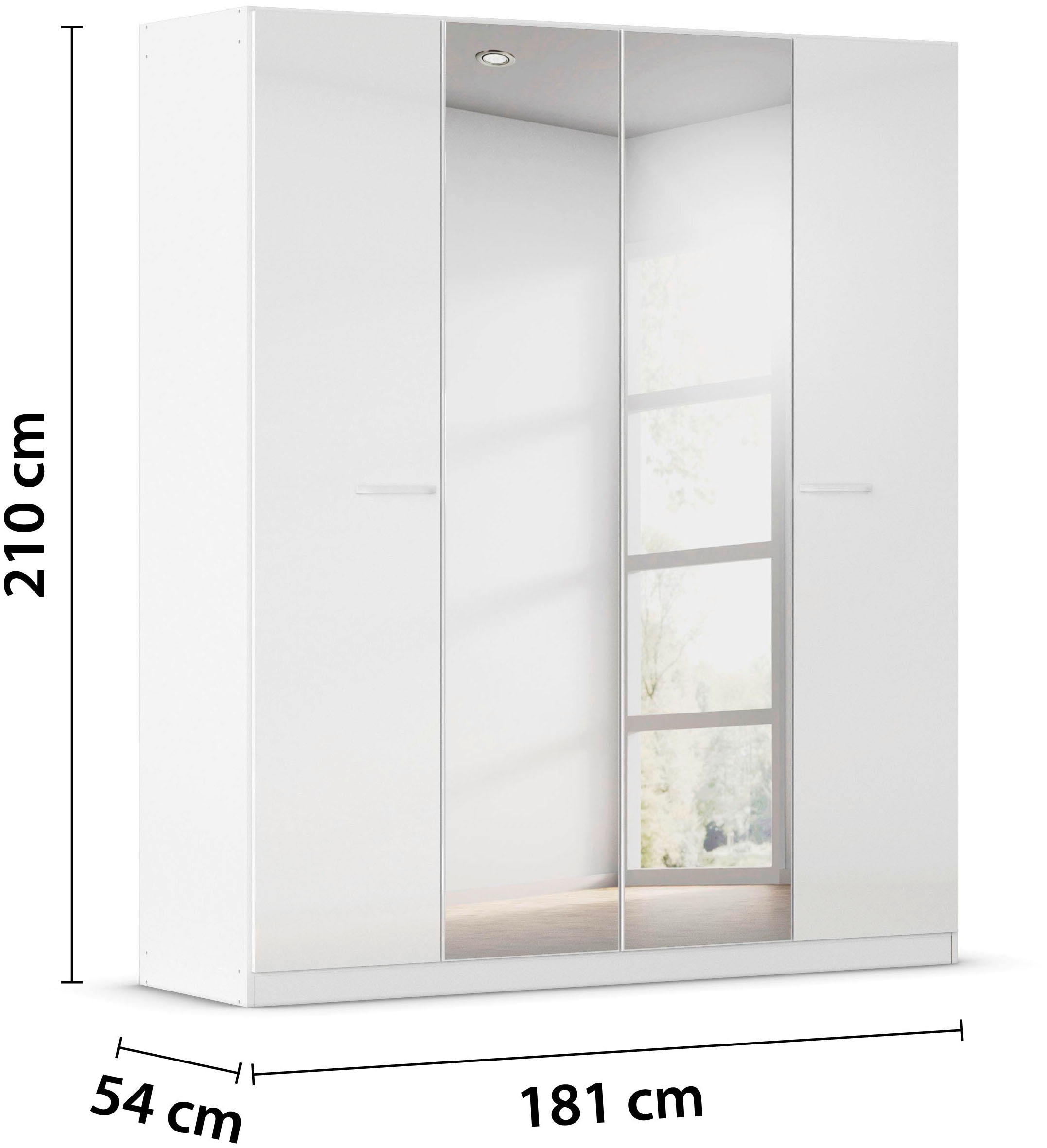 rauch Drehtürenschrank »Kleiderschrank Schrank Garderobe TOPSELLER OTELI inkl. Inneneinteilung«, (erhältlich in Breiten 91-360 cm, ab Breite 136cm inkl. Innenschubladen), mit zusätzlichen Einlegeböden, optional mit Spiegel MADE IN GERMANY