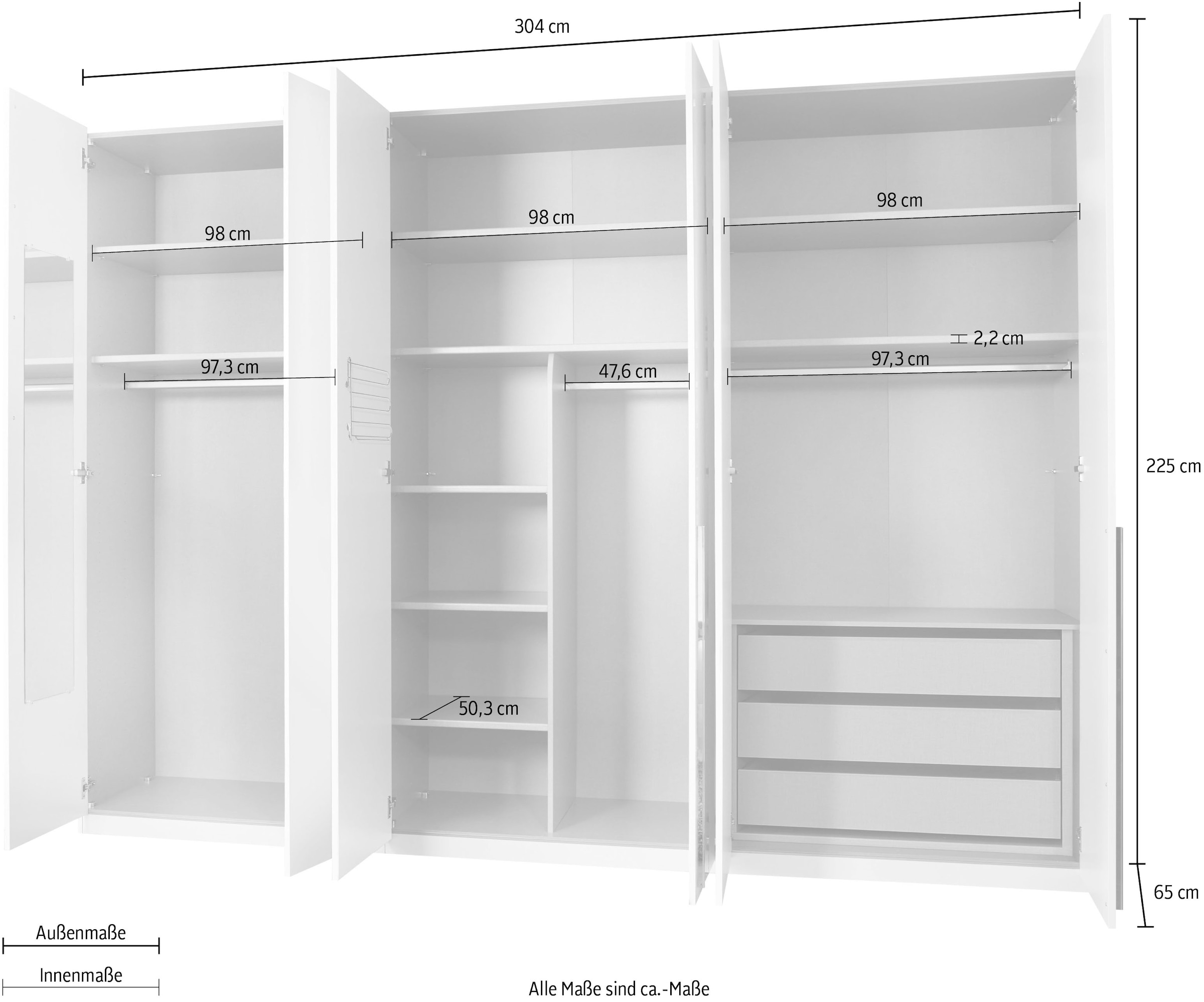 rauch Drehtürenschrank »Montclar«, Passepartout optional mit Beleuchtung, inkl. umfangreichem Zubehör