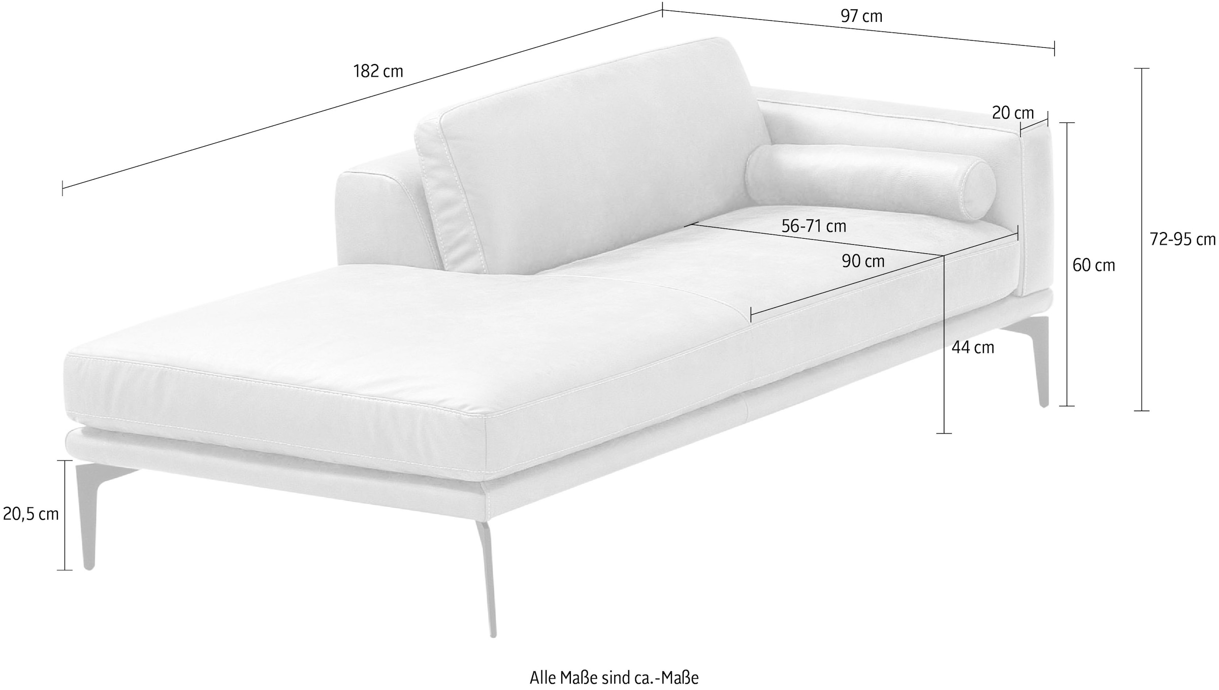 Egoitaliano Ottomane »Masu, Design trifft super Sitzkomfort, mit toller Detailverarbeitung« Rückenkissen und Armteilrolle für mehr Komfort, mit Metallfüßen