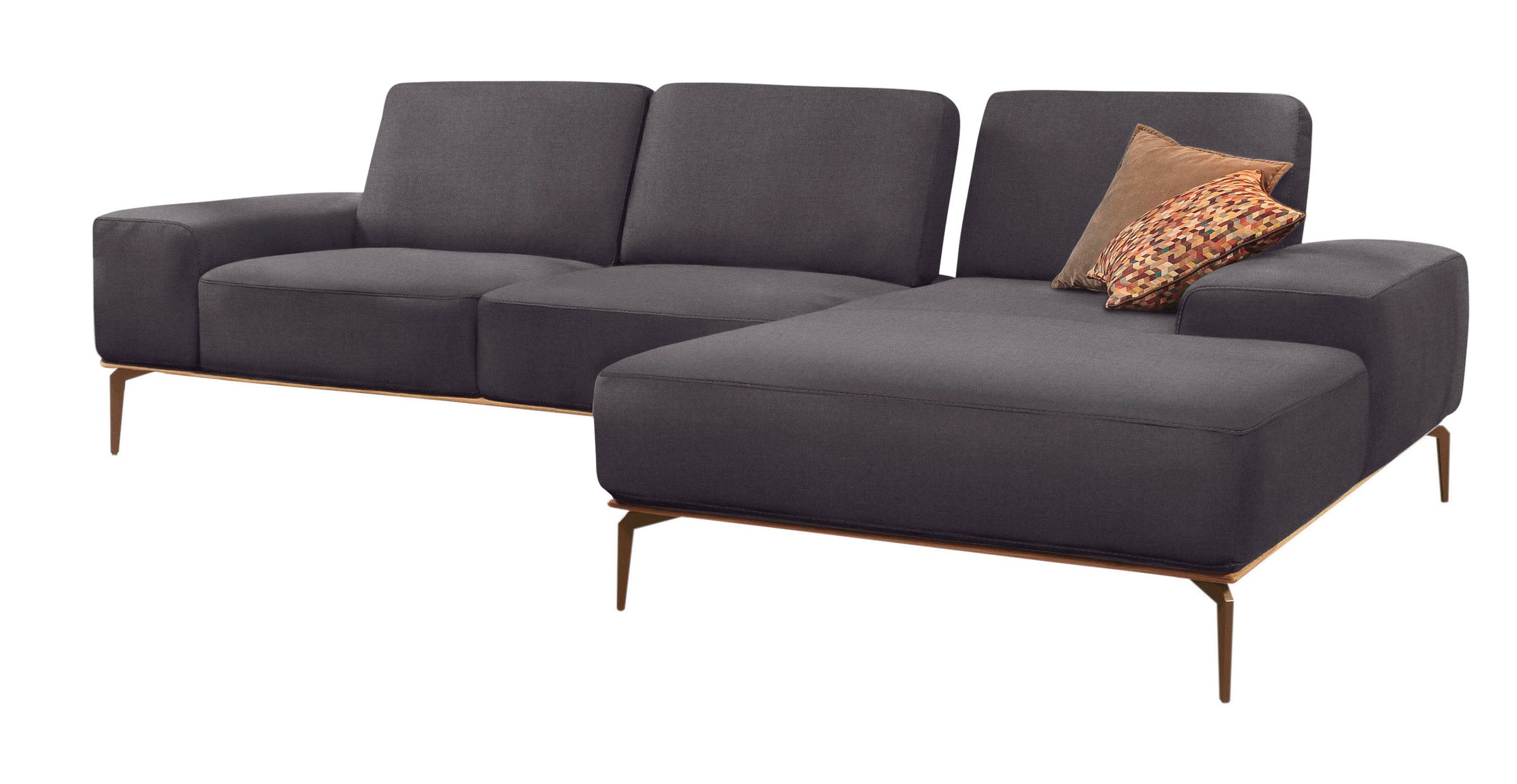W.SCHILLIG Ecksofa »run, Designsofa mit tollem Sitzkomfort, bequem, L-Form«, mit Holzsockel, Füße in Bronze pulverbeschichtet, Breite 319 cm