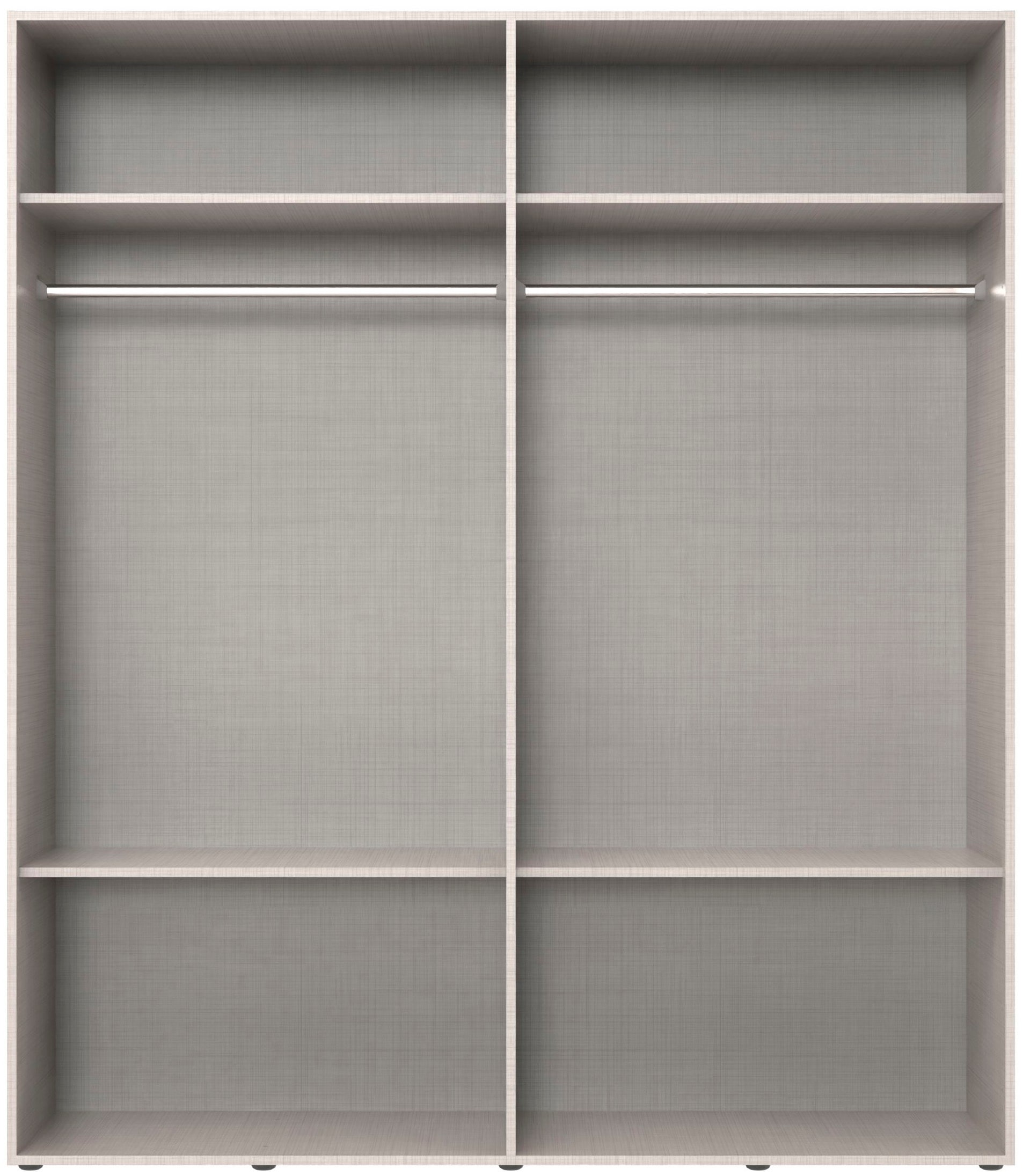Wimex Kleiderschrank »Mugano, in 5 Breiten und 2 Höhen, Made in Germany«, (in Basic oder Premium Ausstattung mit 2 weiteren Einlegeböden), mit langen Griffstangen aus Metall, wahlweise mit oder ohne Spiegel