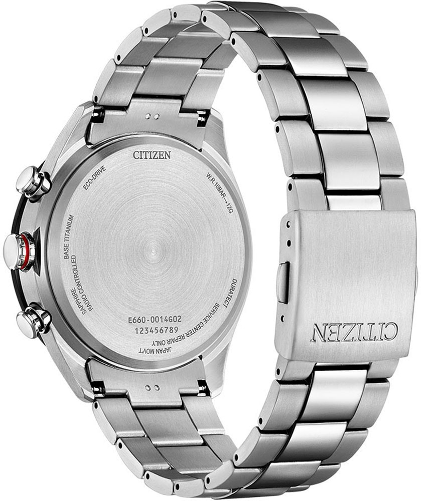 Citizen Funkchronograph, Armbanduhr, Herrenuhr, Solar, Titan, Datum, Stoppfunktion