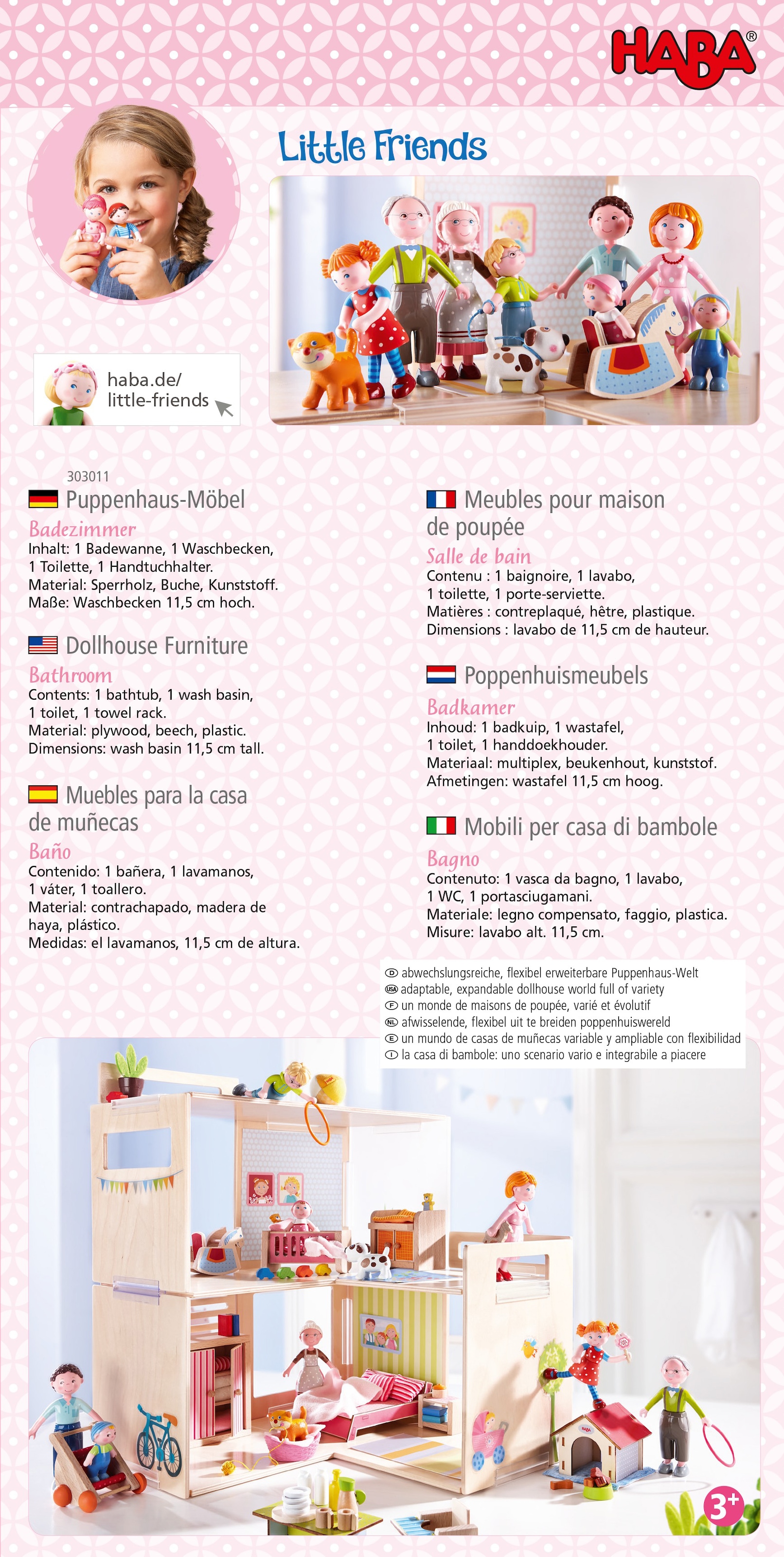 Haba Puppenmöbel »Little Friends - Badezimmer«, (Set)