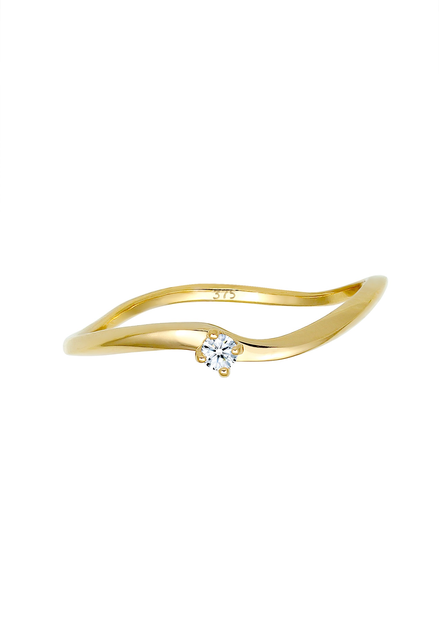 Elli DIAMONDS Verlobungsring »Verlobung Welle Diamant (0.03 ct.) 375 Gelbgold«