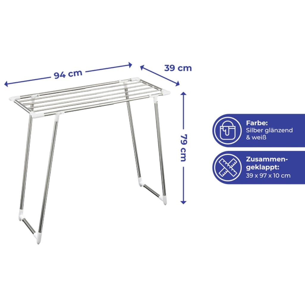 Maximex Wäscheständer, (1 tlg.), mit ausziehbarer Teleskop-Stange, zusammenklappbar