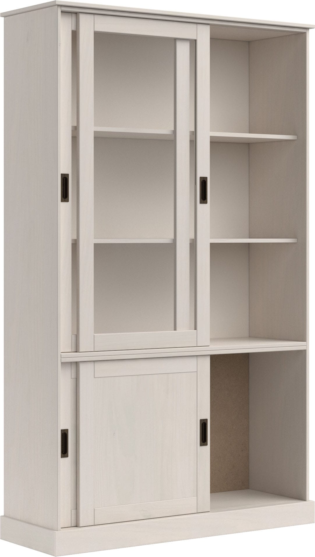 Home affaire Vitrine »Schröder«, mit 2+2 Schiebetüren, aus massivem Kiefernholz, Breite 114 cm