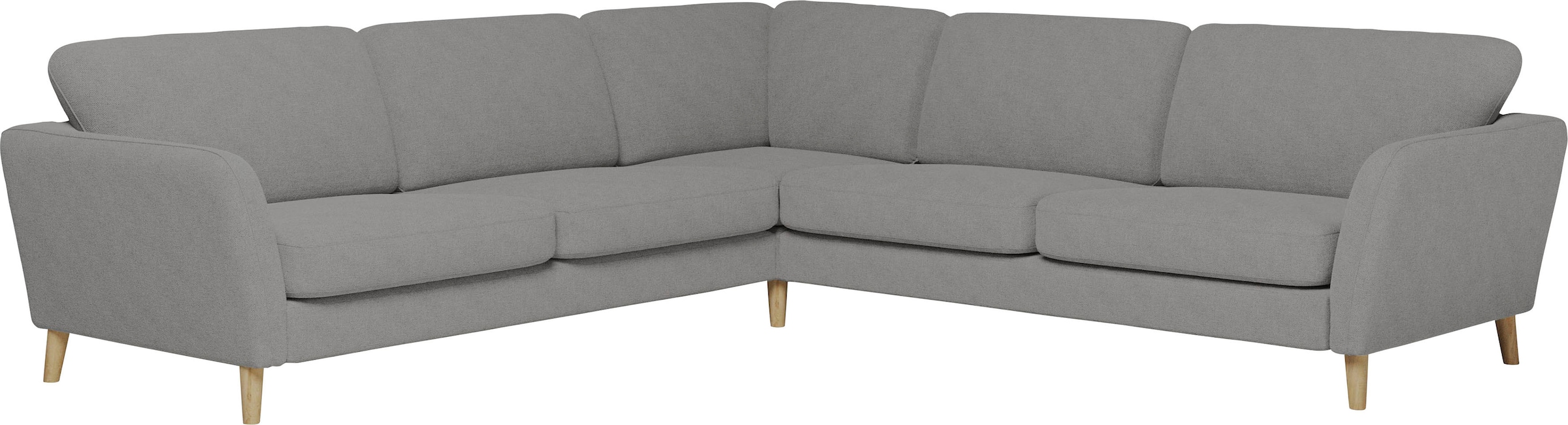 Home affaire Ecksofa »MARSEILLE 278/278 cm, L-Form, Webstoff, Flachgewebe, Filzoptik«, gleichschenklig, Massivholzbeine, Landhausstil, Wellenunterfederung