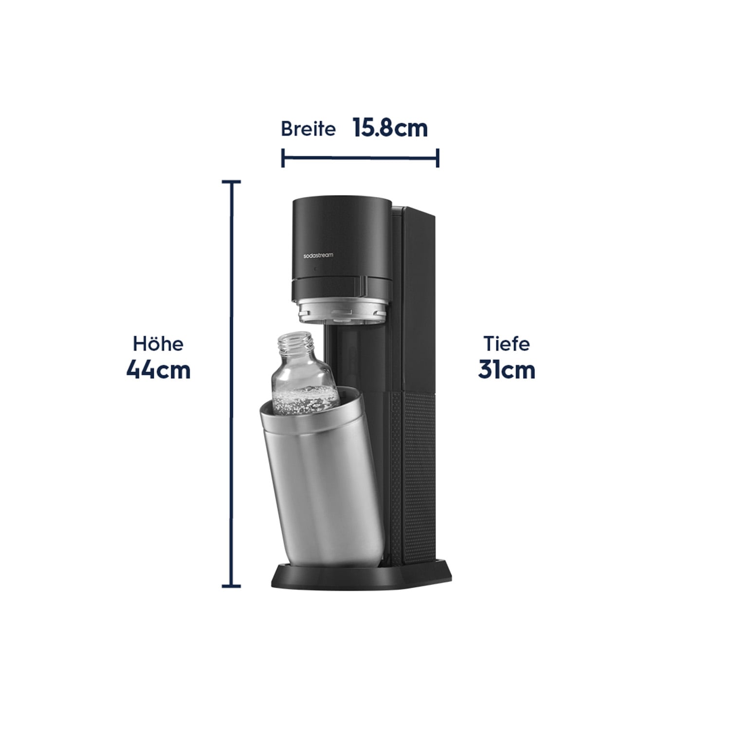 SodaStream Wassersprudler »SodaStream DUO, titan, mit 3 Flaschen, 1 CO2-Zylinder und 2 Sirups« 1x Glasfl. 1L, 1x Kunststofffl. 1L, 1x Fizz&go COOL storm 0,9L