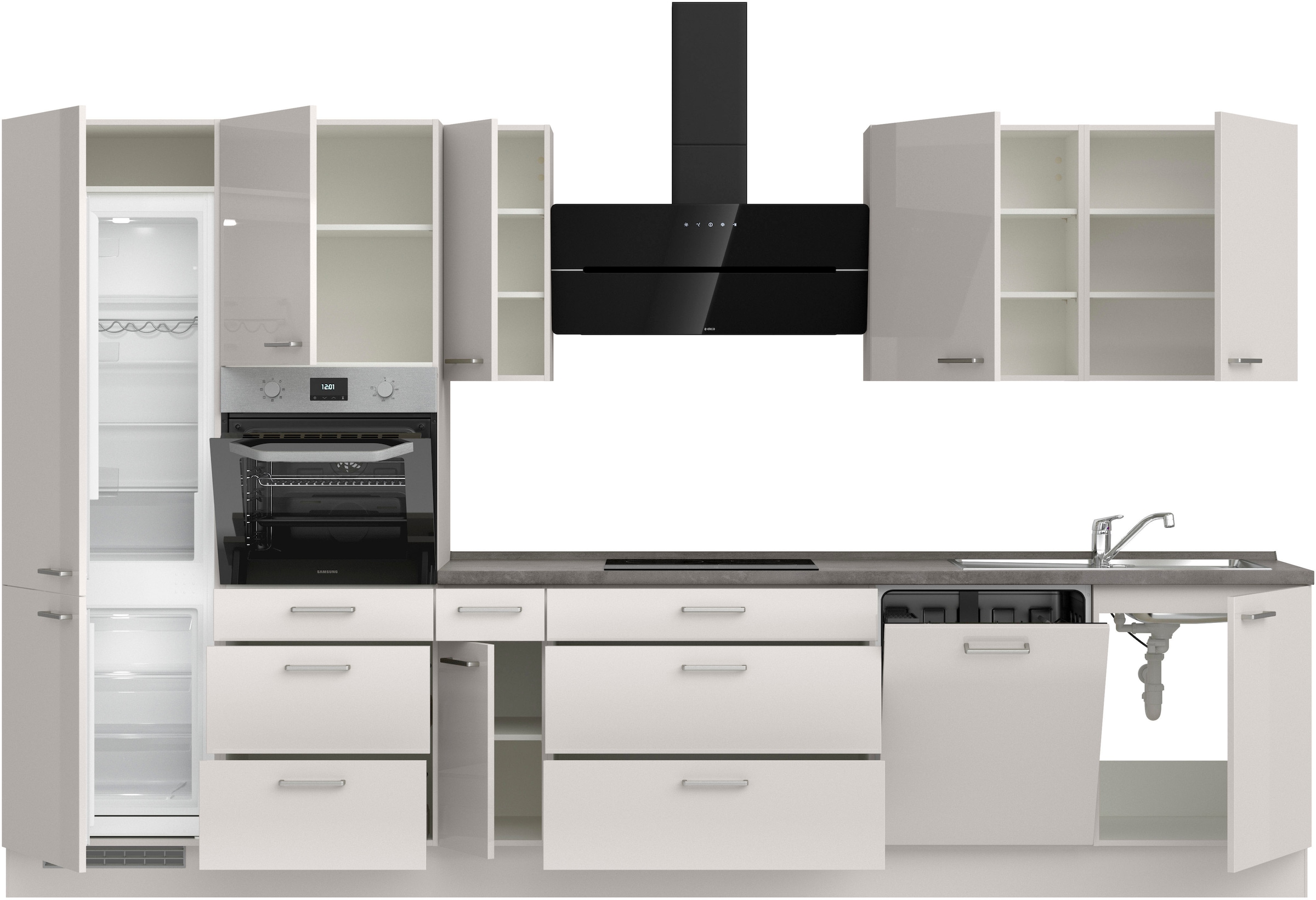 nobilia® Küchenzeile »"Flash II" mit Hochglanz Fronten«, vormontiert, Ausrichtung wählbar, Breite 360 cm, wahlw. mit E-Geräten
