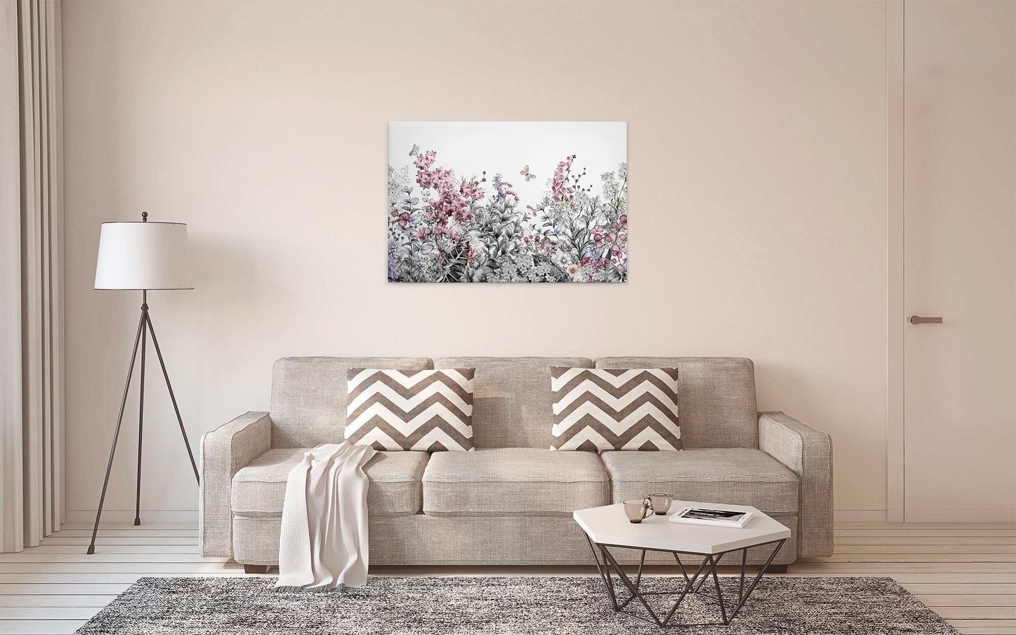 A.S. Création Leinwandbild »Flower Painting«, Kunst-Blumen-Kinder, (1 St.), Landhaus Keilrahmen Blumen Leinwand-Bild Wohnzimmer modern Wandbild