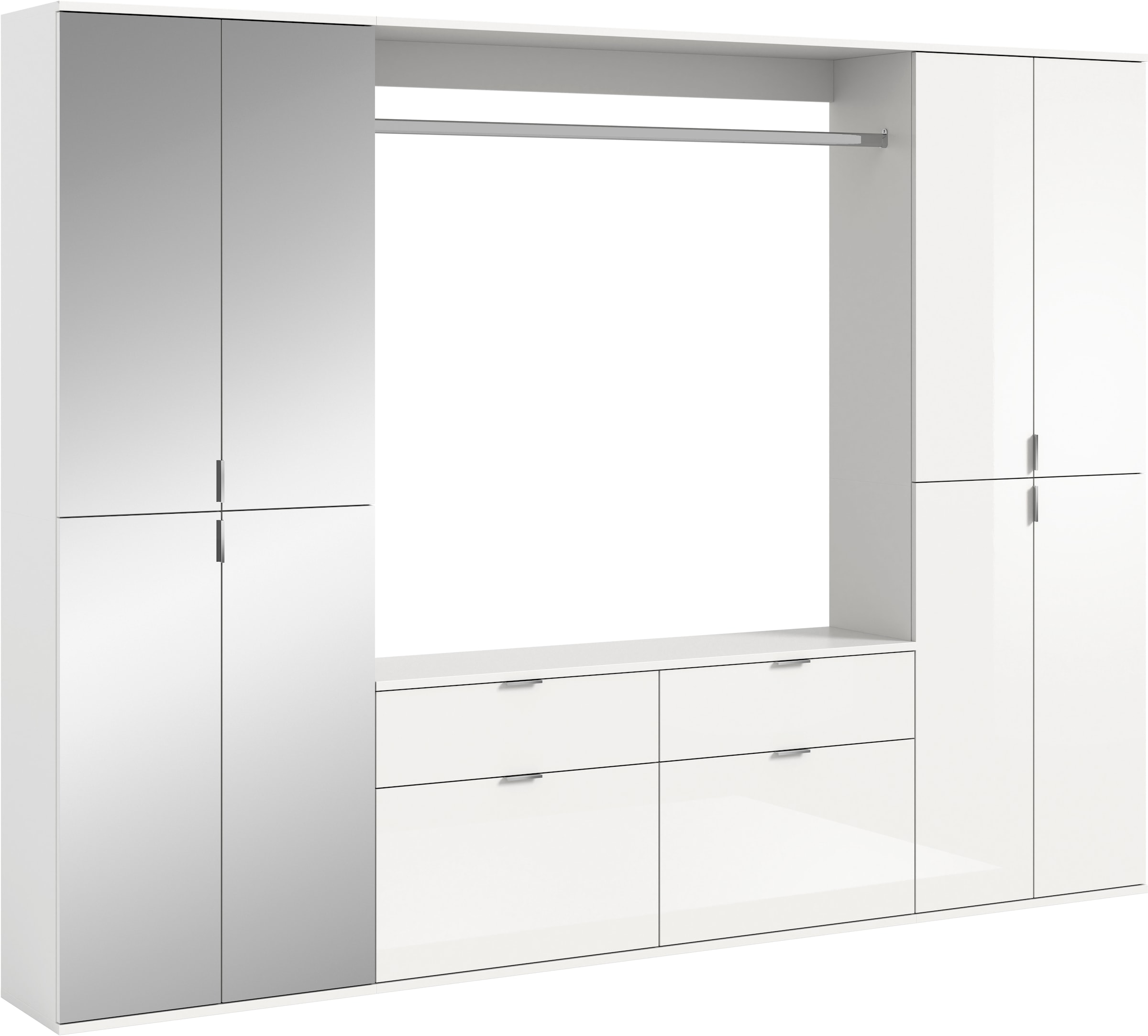 INOSIGN Garderoben-Set »Trondheim, Breite 243 cm, 5-teilig, bestehend aus:«, (Set, 4 St.), 2x Garderobenschrank, 1 Kommode, 1 Garderobenstange, 1 Ablageboden