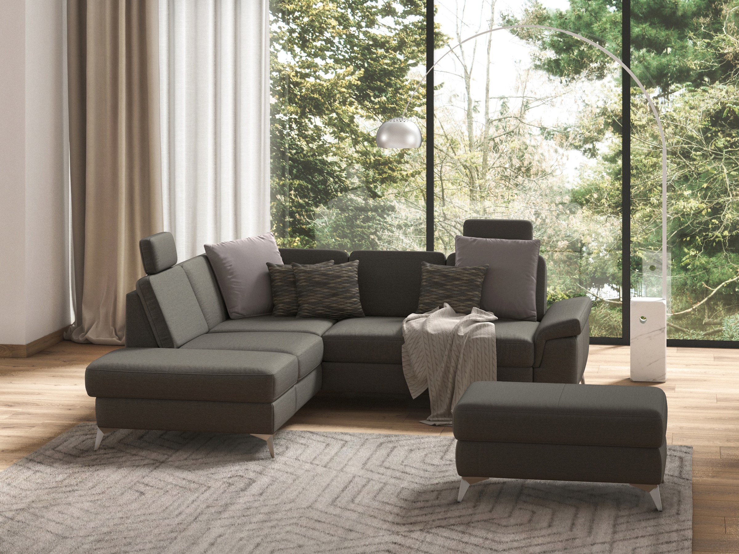 sit&more Ecksofa »Padua L-Form«, inklusive Sitztiefenverstellung, Armteilfu günstig online kaufen