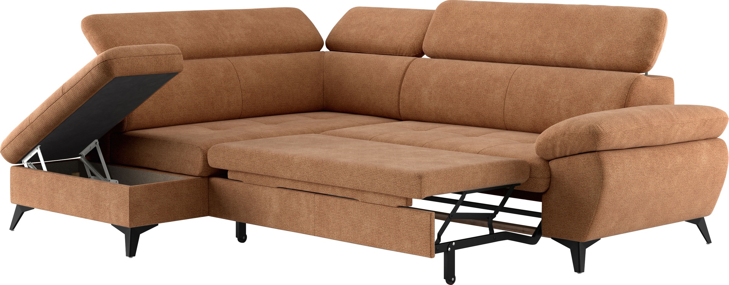 COTTA Ecksofa »Hudson L-Form«, mit Kopfteilverstellung, wahlweise mit Bettfunktion & Bettkasten
