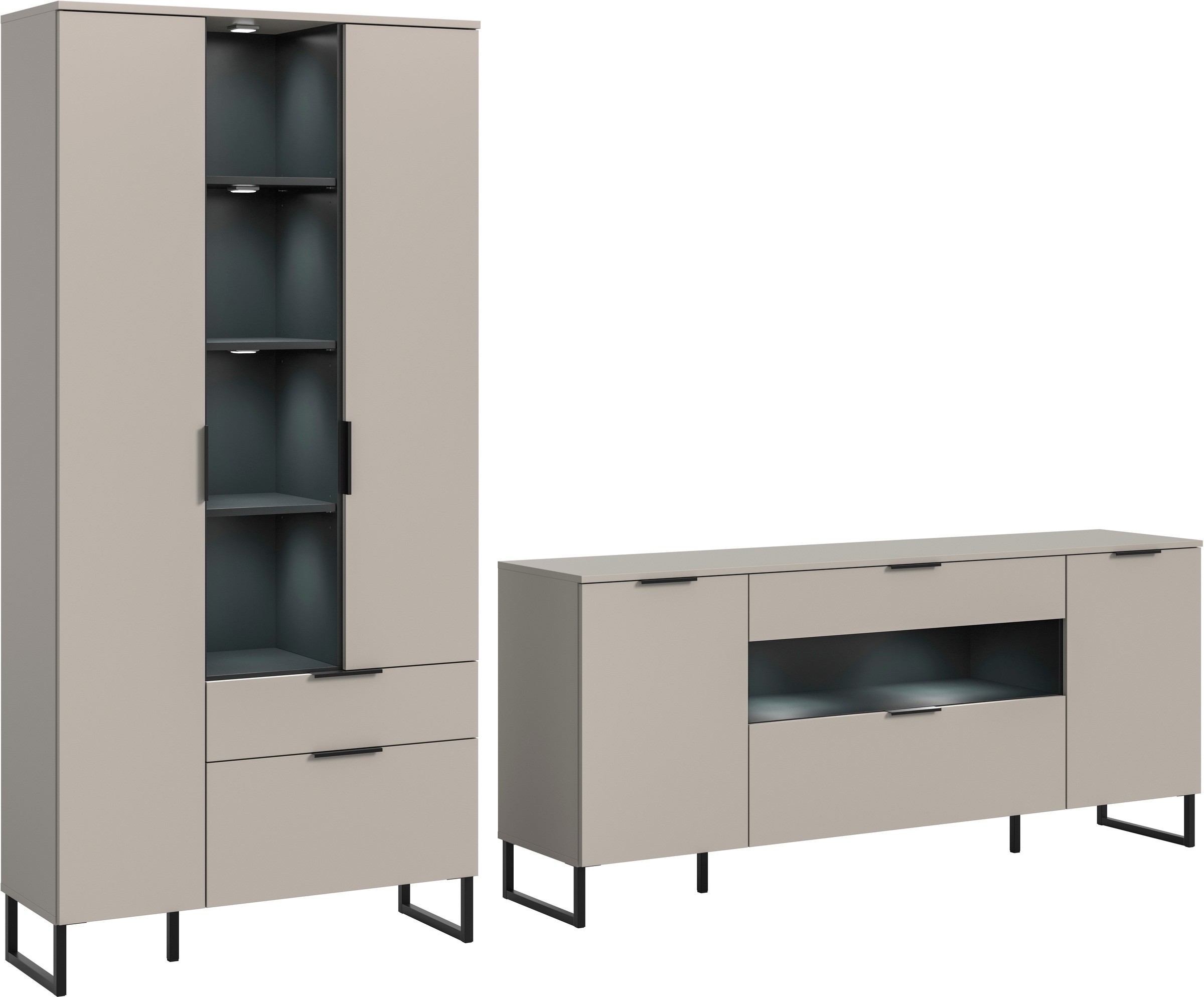 INOSIGN Wohnwand »ADIO, Breite 290 cm, 2-teiliges Set, mit Metall-Kufenfüße günstig online kaufen