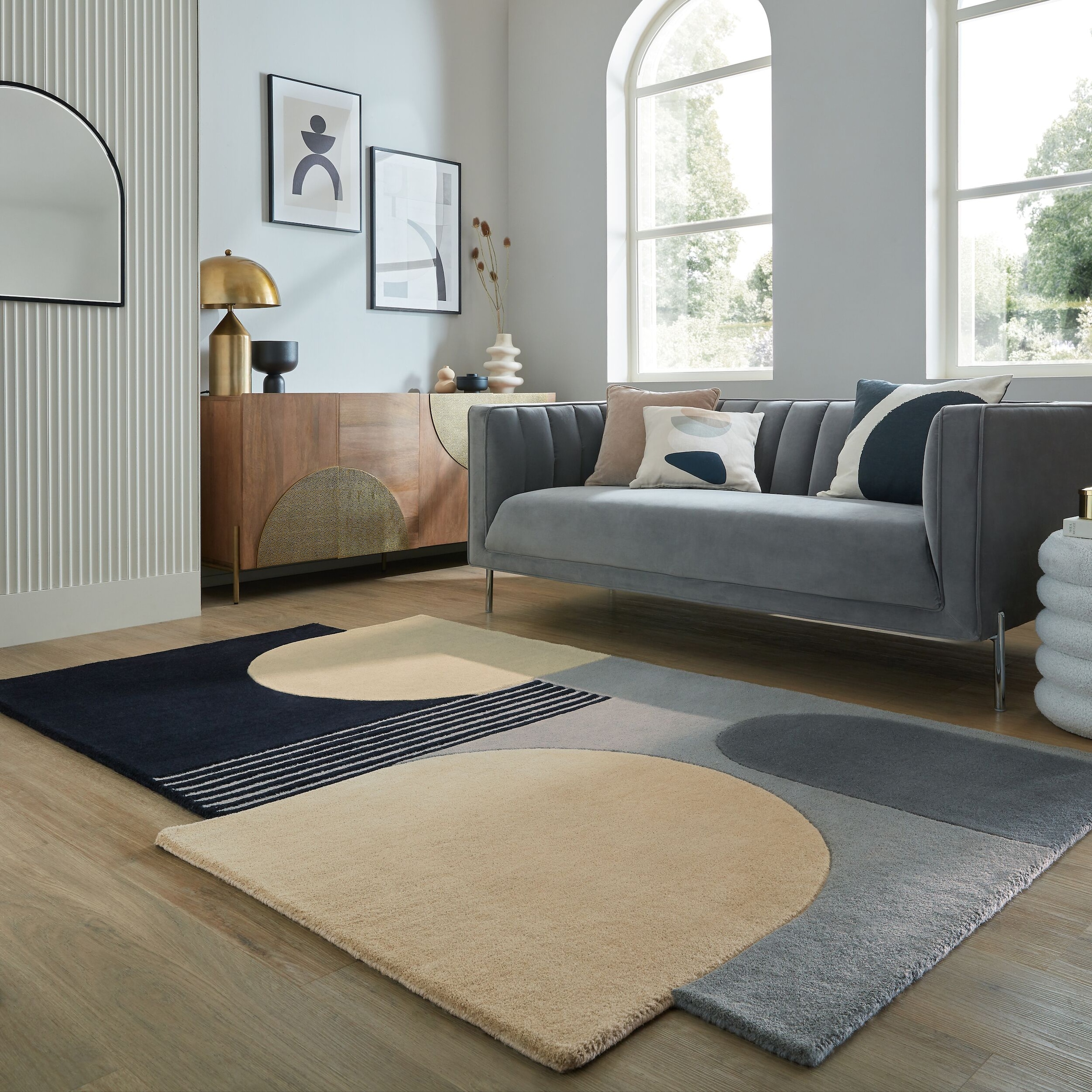 FLAIR RUGS Wollteppich »Lozenge«, rechteckig, 10 mm Höhe, Kurzflor, Retro Muster