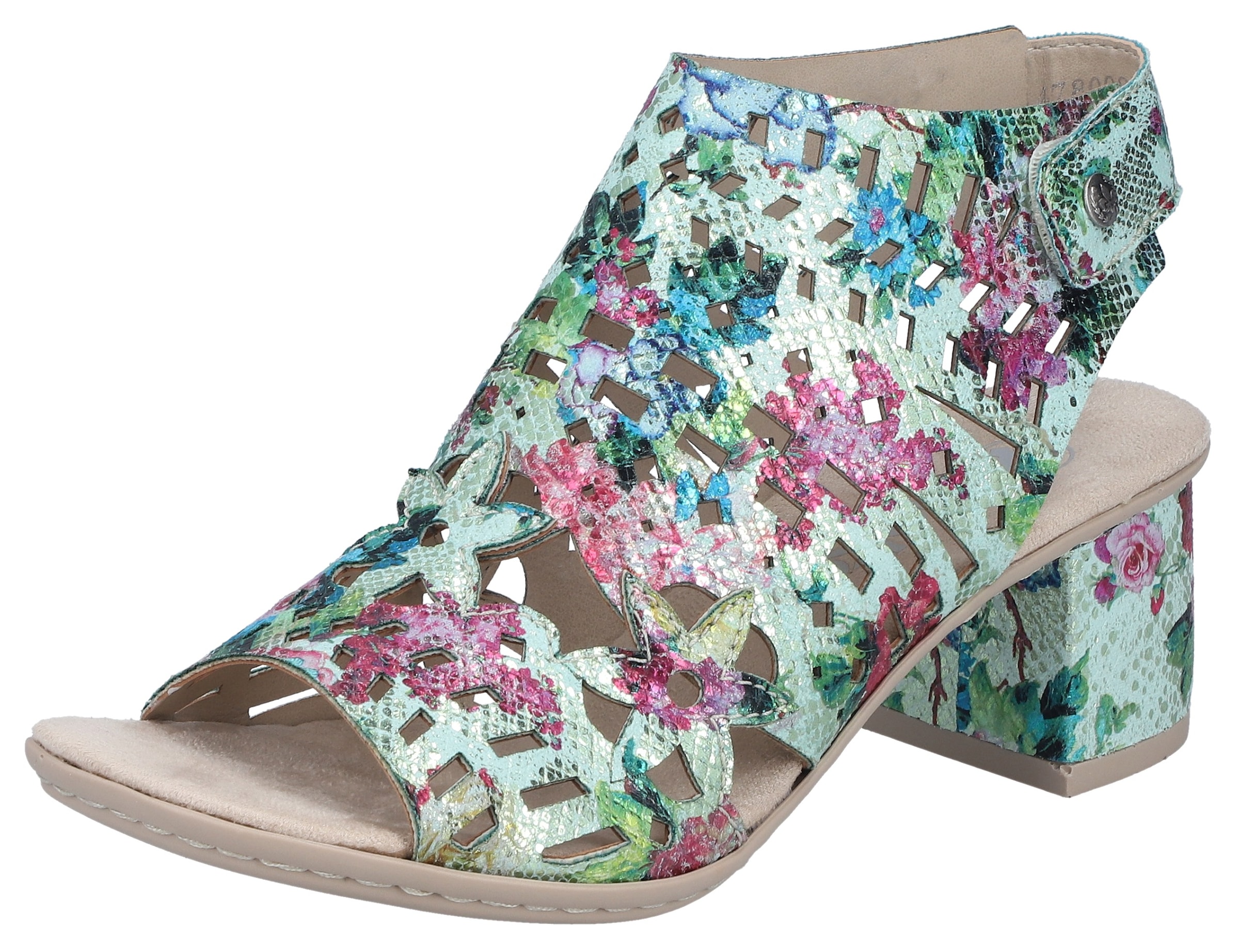 Rieker Sandalette  Sommerschuh, Sandale, Blockabsatz, mit modischer Schaftgestaltung
