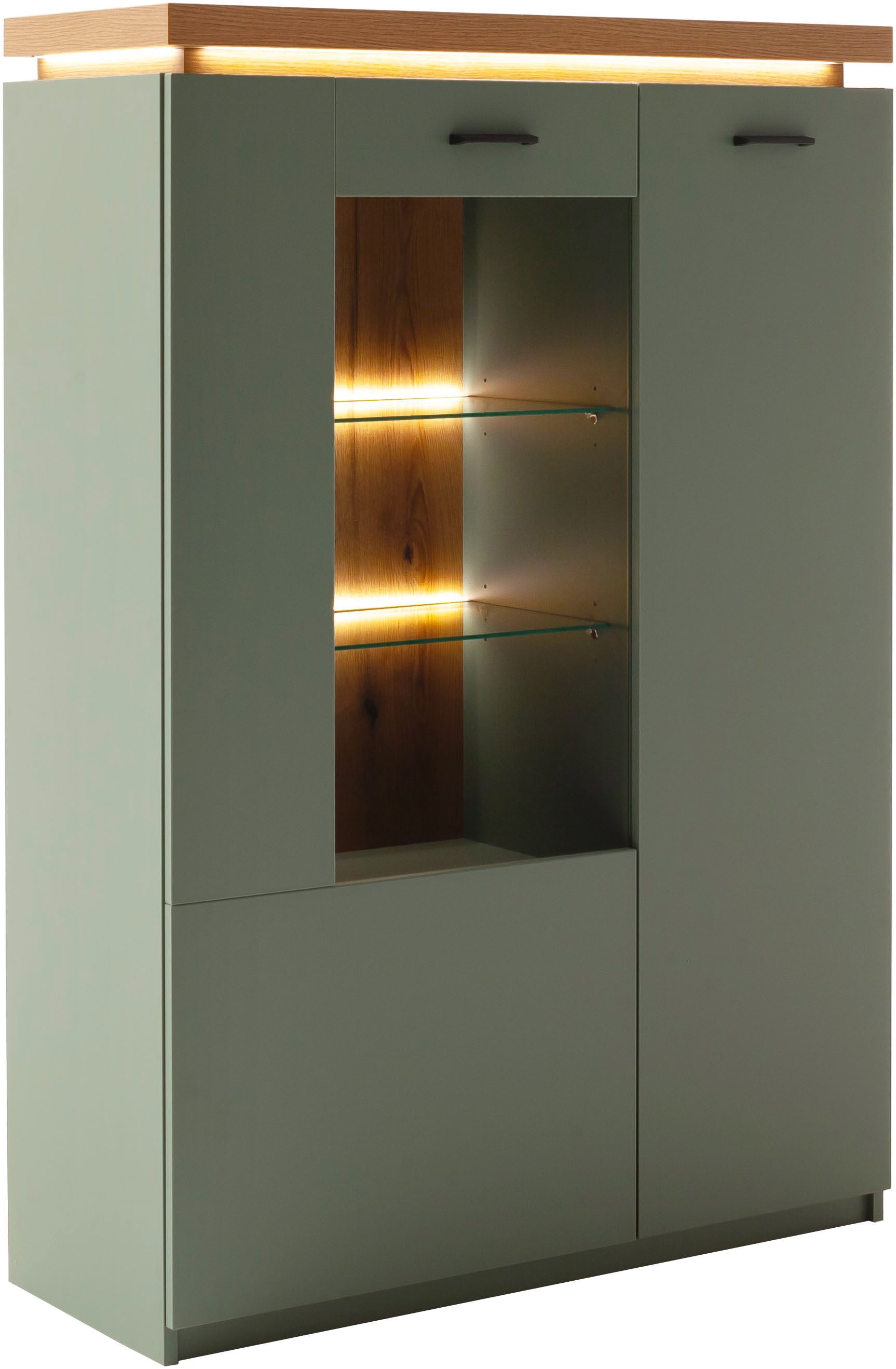 MCA furniture Highboard »MONIZ Highboard«, (1 St.), Hochkommode,Kommode,Eiche,Salbeigrün,2 Türen,gedämpft,Breite 98 cm