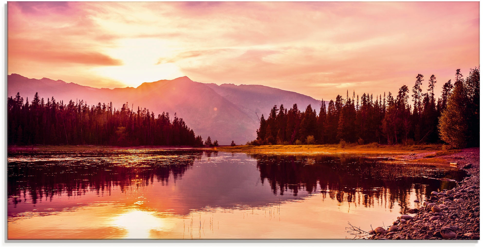 Artland Glasbild »Grand Teton Gebirge bei Sonnenuntergang« Sonnenaufgang & günstig online kaufen