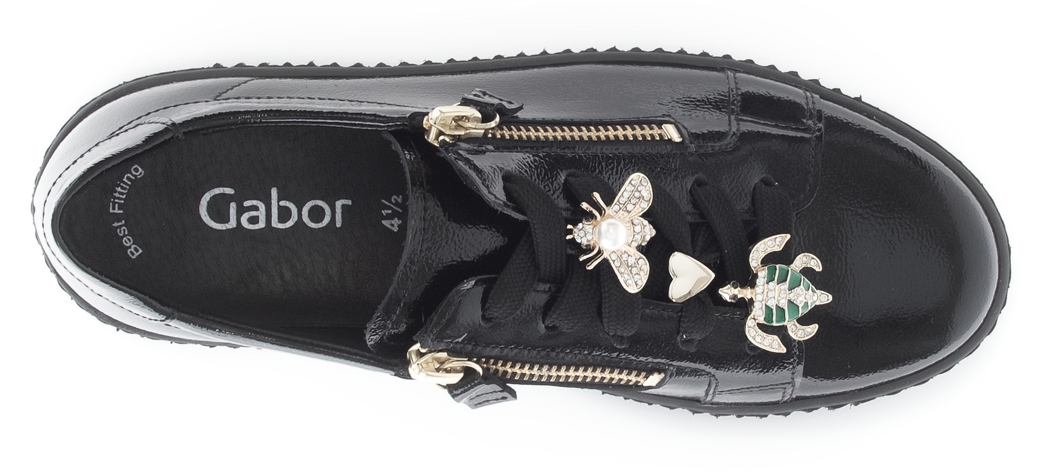 Gabor Plateausneaker, Freizeitschuh, Halbschuh, Schnürer mit edlen Schmuck-Motiven