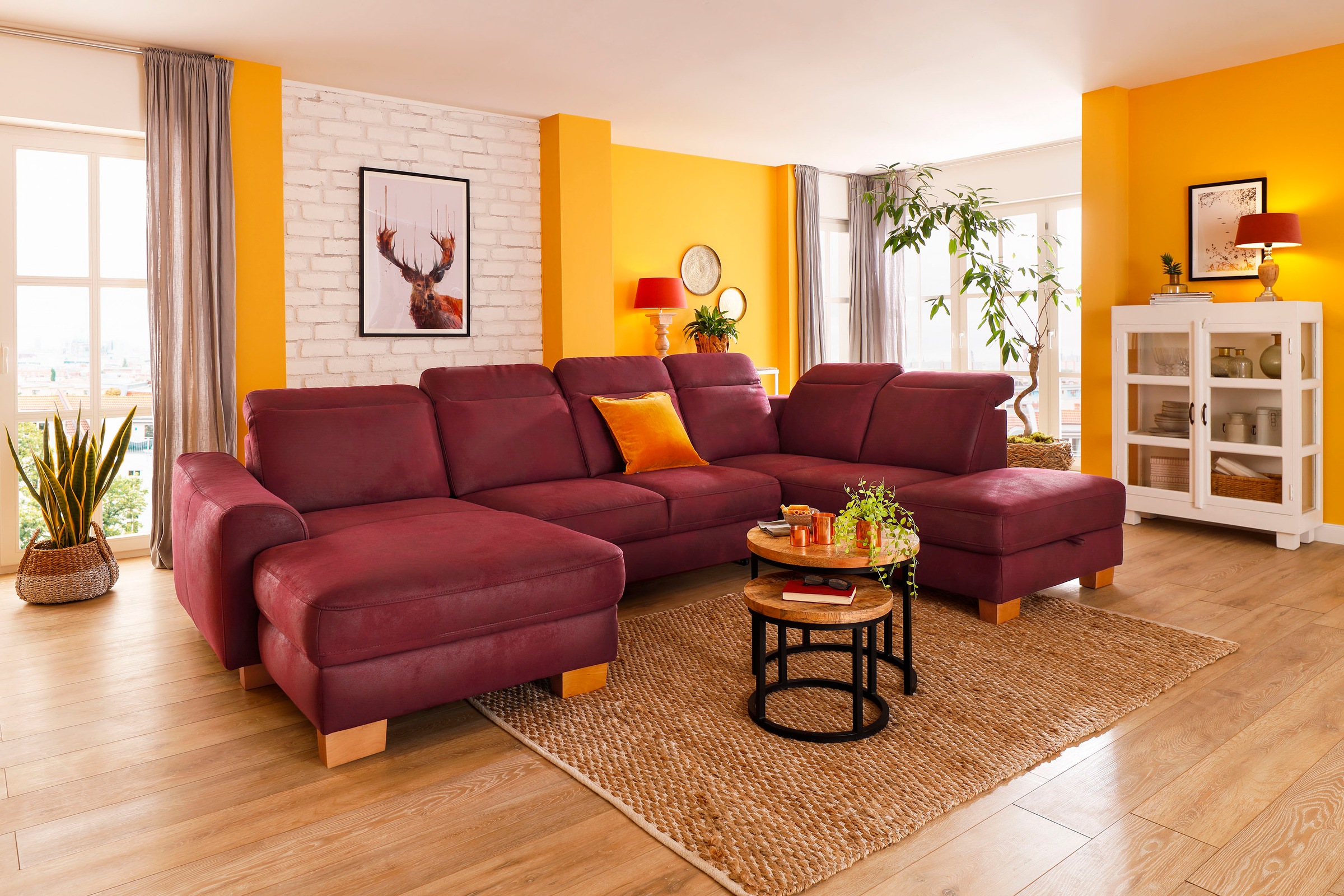 Home affaire Wohnlandschaft »Dundee U-Form« wahlweise mit Kopfteilverstellu günstig online kaufen