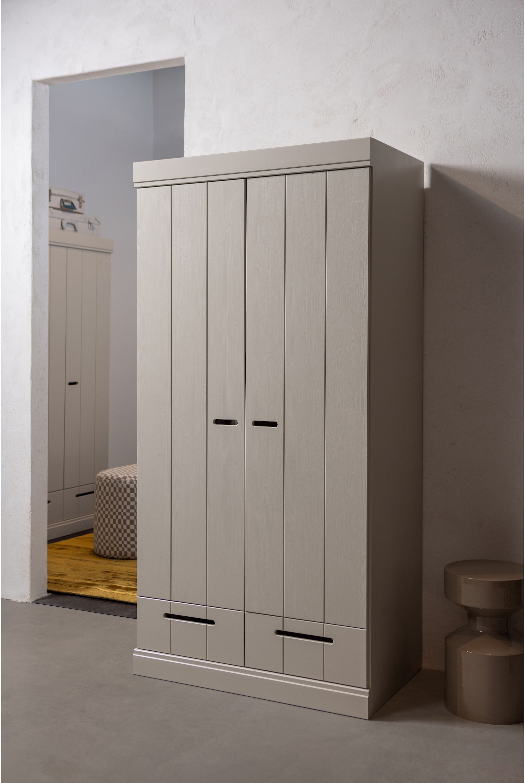 WOOOD Kleiderschrank »Connect Garderobenschrank, Mehrzweckschrank  mit Schubkästen« 2-türiger Kleiderschrank Connect aus FSC-Kiefer, modular & praktisch