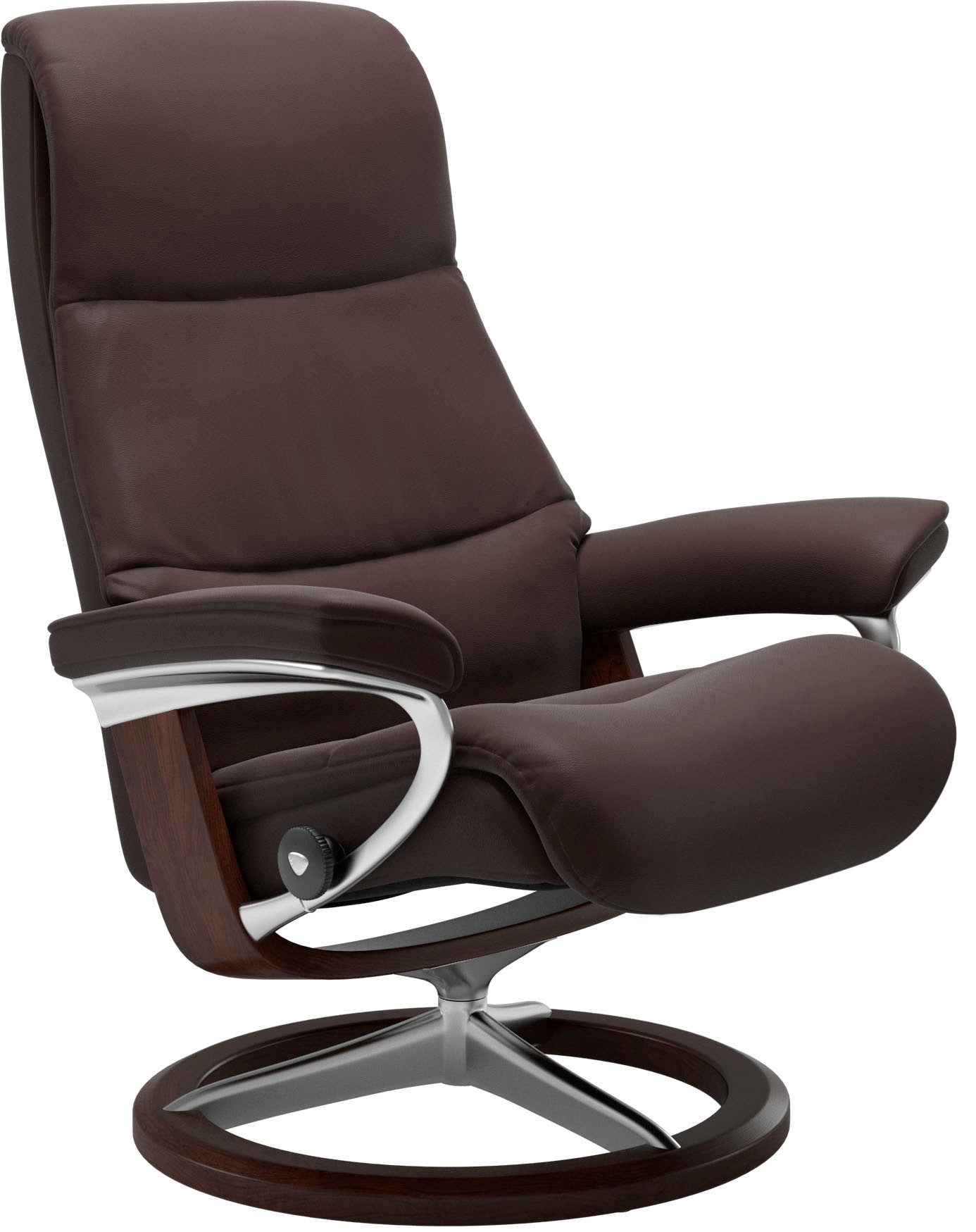Stressless® Relaxsessel »View«, (Set, Relaxsessel mit Hocker), mit Signature Base, Größe M,Gestell Braun