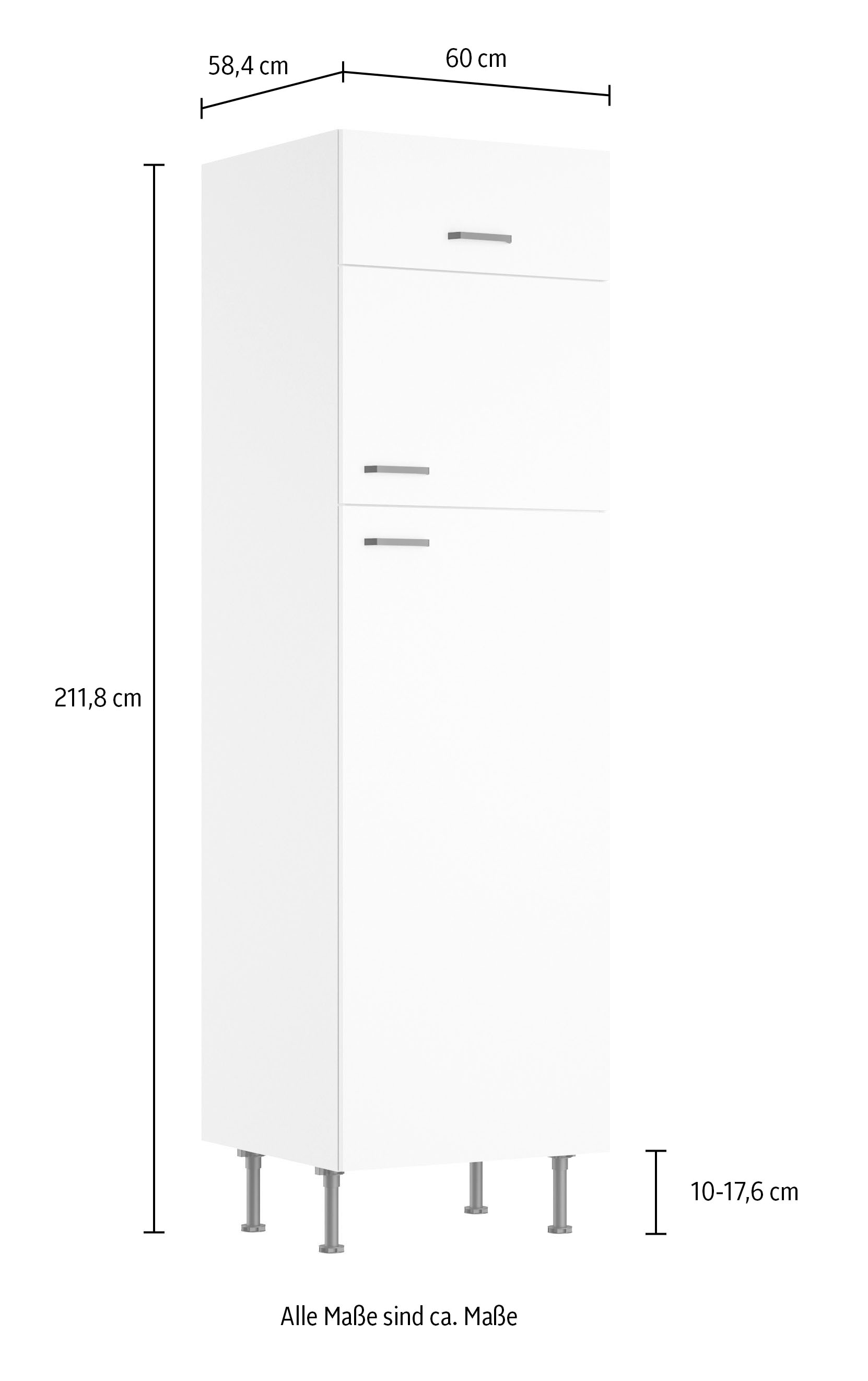 KOCHSTATION Kühlumbauschrank »KS-Paula« 60 cm breit, 211 cm hoch, mit 1 Klappe, 2 Türen verlascht