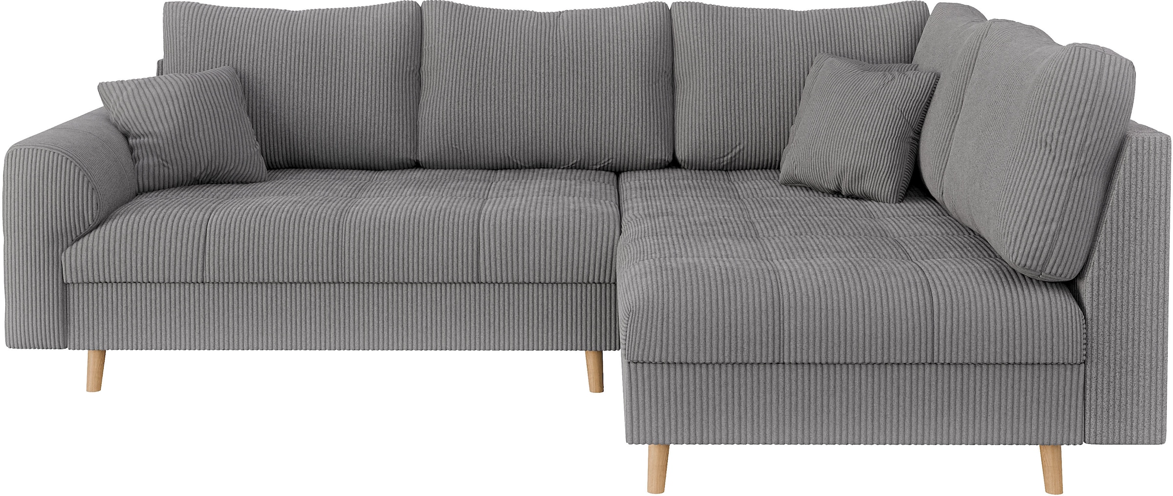 Home affaire Ecksofa »CHARRE L-Form mit Ottomane, Maße B/T/H: 231/161/81 cm«, feine Steppung, lose Rücken- und Zierkissen, auch in Cord und Bouclé