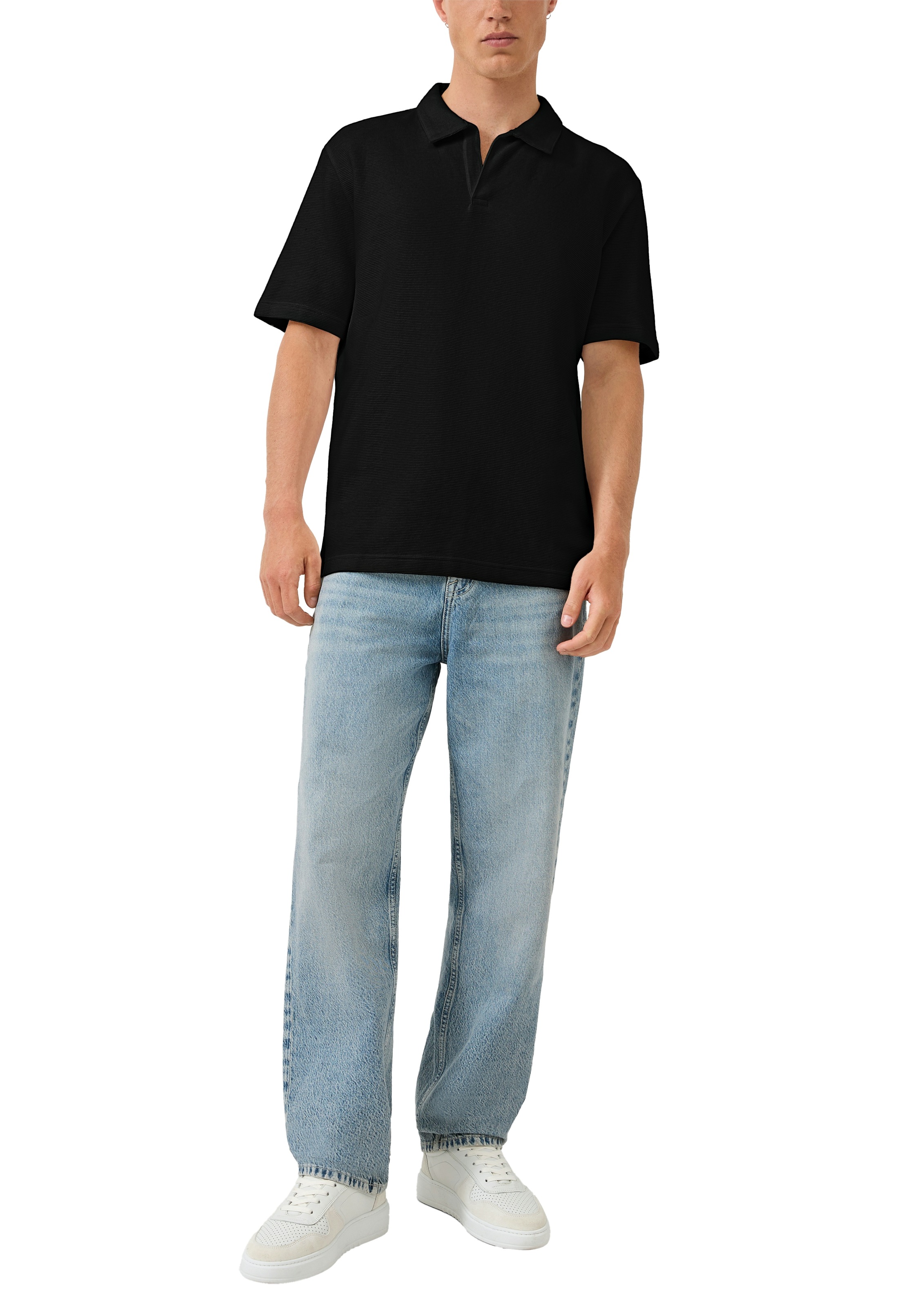 QS Poloshirt mit Struktur Muster