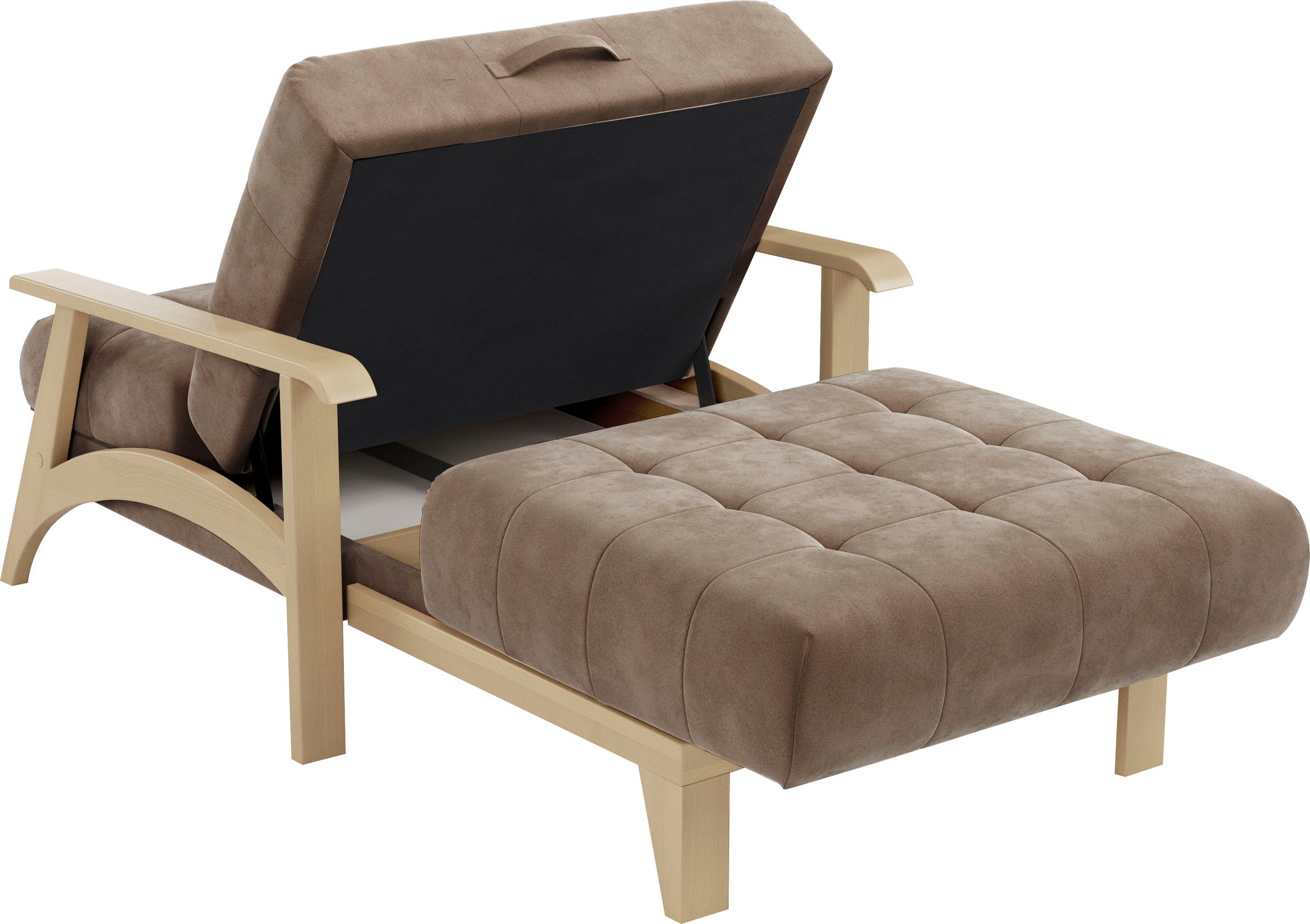 sit&more Recamiere »Billund«, Armlehnen aus Buchenholz in natur, verschiedene Bezüge und Farben